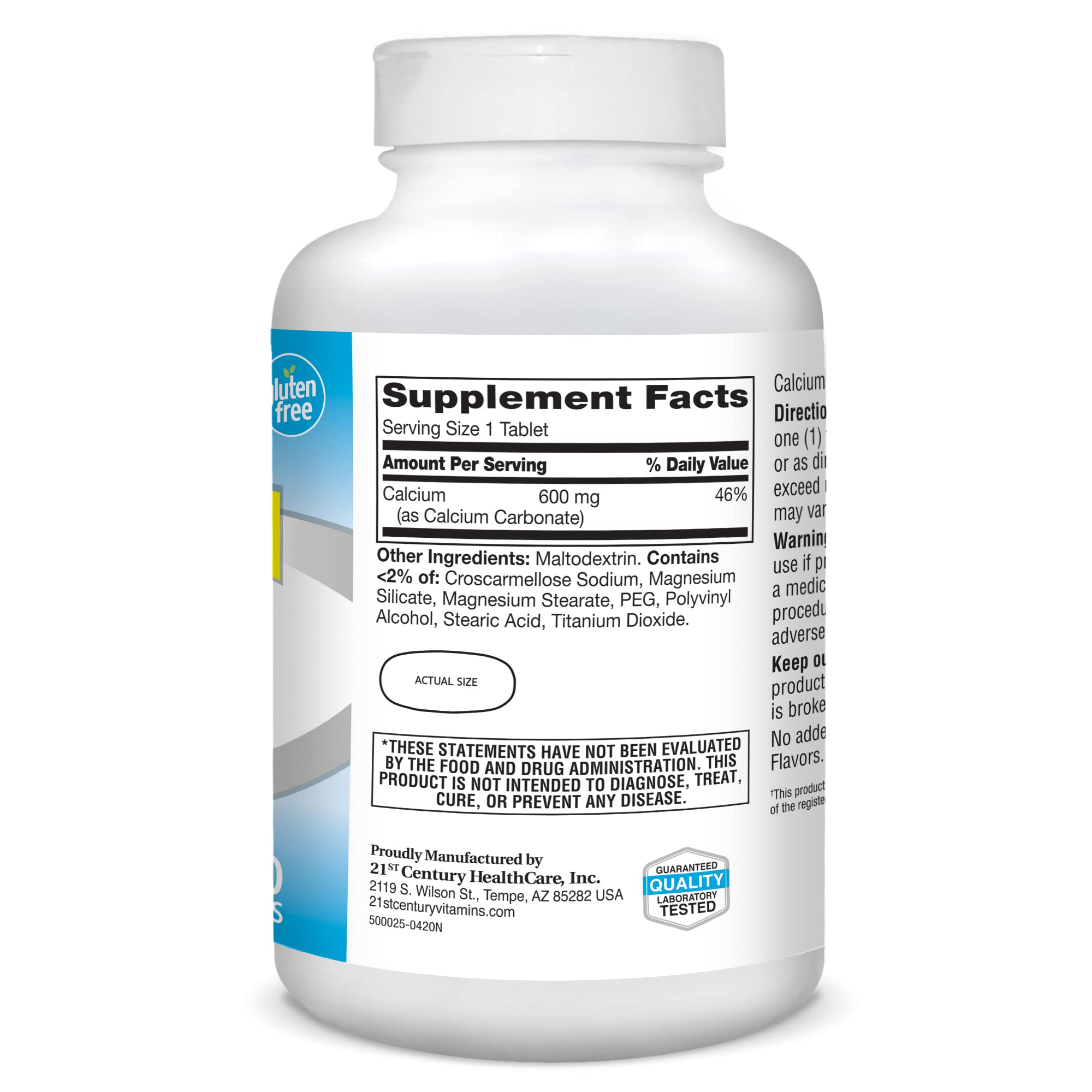 Foto 5 pulgar | Suplemento De Calcio 21st Century, Tableta De 600 Mg, 400 Unidades - Venta Internacional.