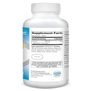 Foto 4 | Suplemento De Calcio 21st Century, Tableta De 600 Mg, 400 Unidades - Venta Internacional.