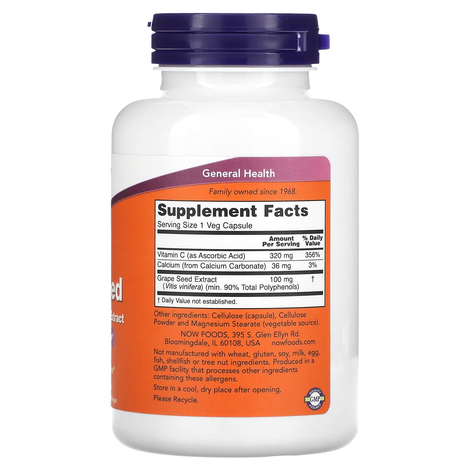 Foto 2 | Semillas De Uva Supplements Now Foods 100 Mg Con Vitamina C 200 Cápsulas - Venta Internacional.