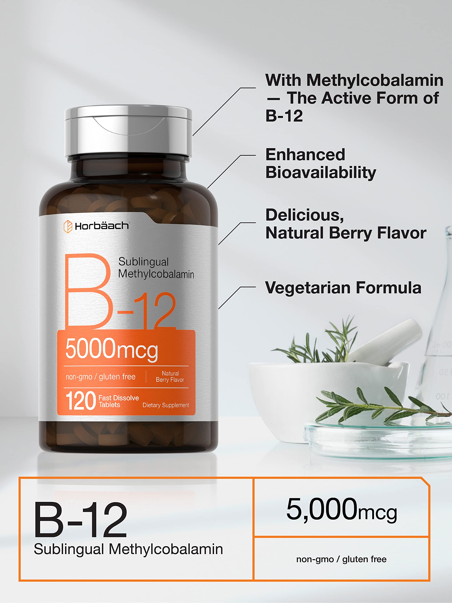 Foto 4 pulgar | Suplemento Horbäach B12 De Metilcobalamina Sublingual 5000 Mcg - Venta Internacional.