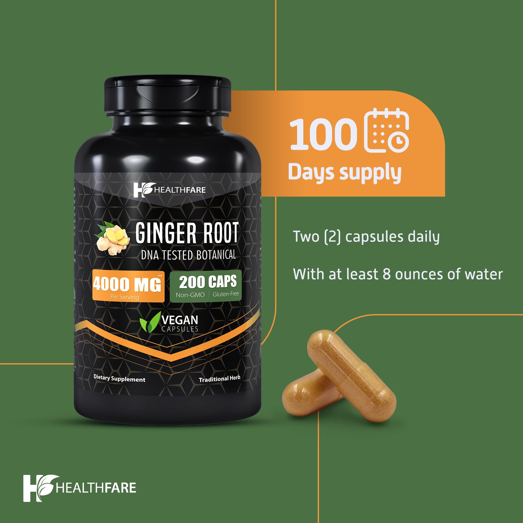 Foto 8 pulgar | Cápsulas De Raíz De Jengibre Supplement Healthfare, 4000 Mg, 200 Unidades - Venta Internacional.