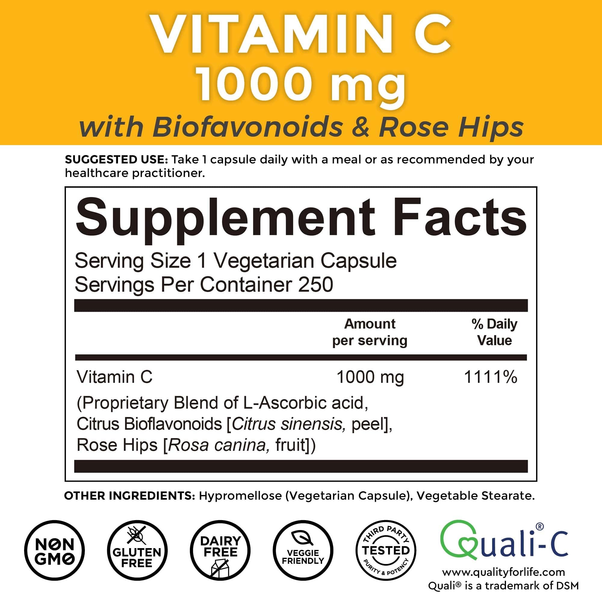 Foto 7 pulgar | Suplementos Viva Naturals de Vitamina C 1000 mg 250 Cápsulas - Venta Internacional