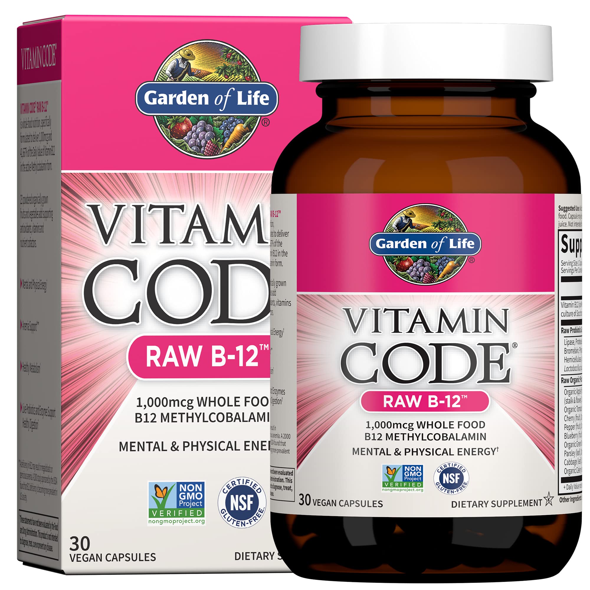 Foto 2 pulgar | Suplemento Garden Of Life B12 Vitamin Code Raw 30 Cápsulas - Venta Internacional.