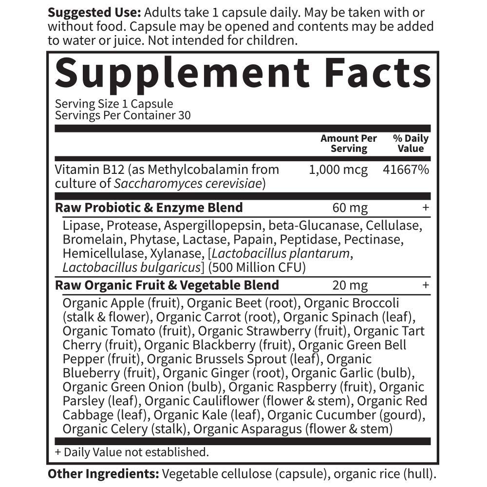 Foto 6 pulgar | Suplemento Garden Of Life B12 Vitamin Code Raw 30 Cápsulas - Venta Internacional.