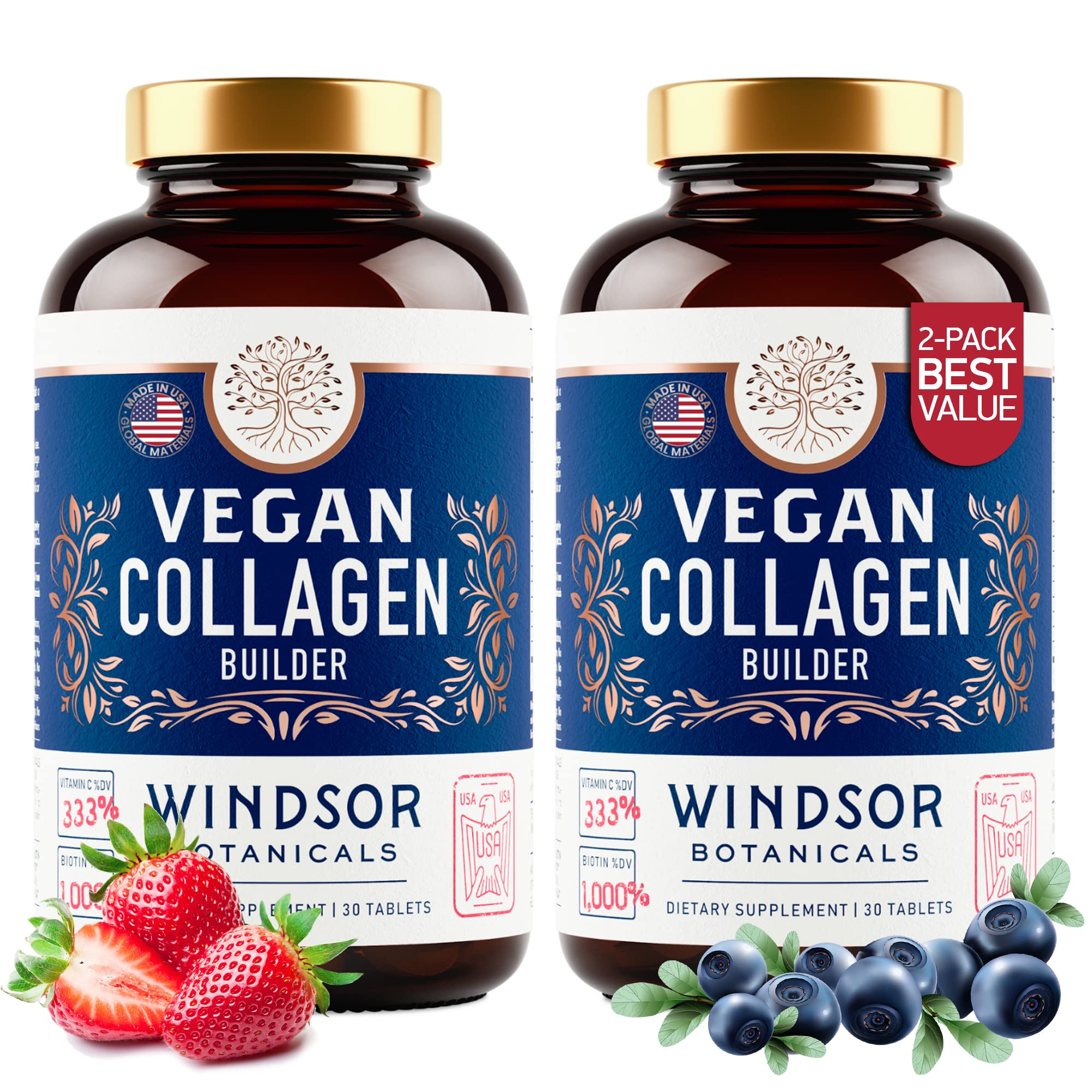 Foto 2 pulgar | Suplemento Windsor Botanicals Colágeno Vegetal 2 Piezas de 30 Tabletas-Venta Internacional
