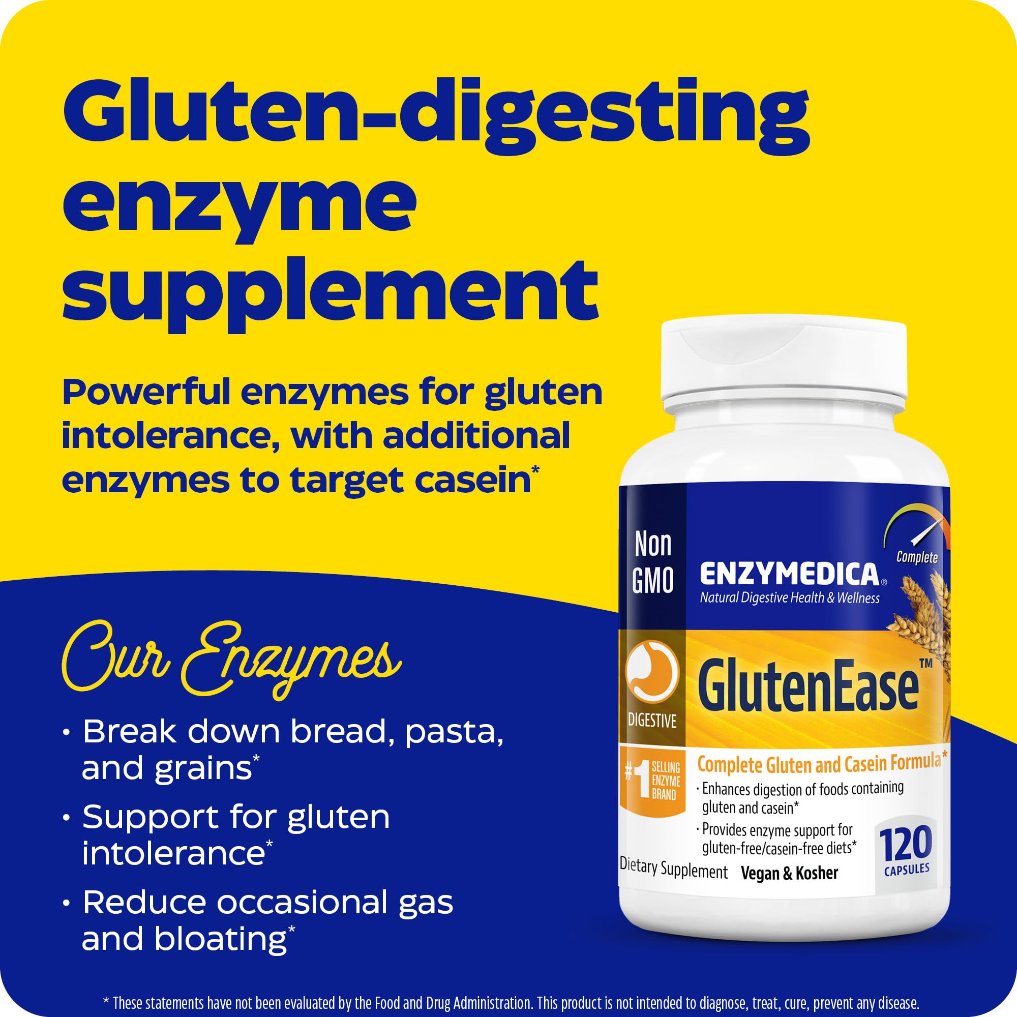 Foto 4 pulgar | Suplemento Enzymedica Glutenease Para Enzimas Digestivas 120 Cápsulas - Venta Internacional.