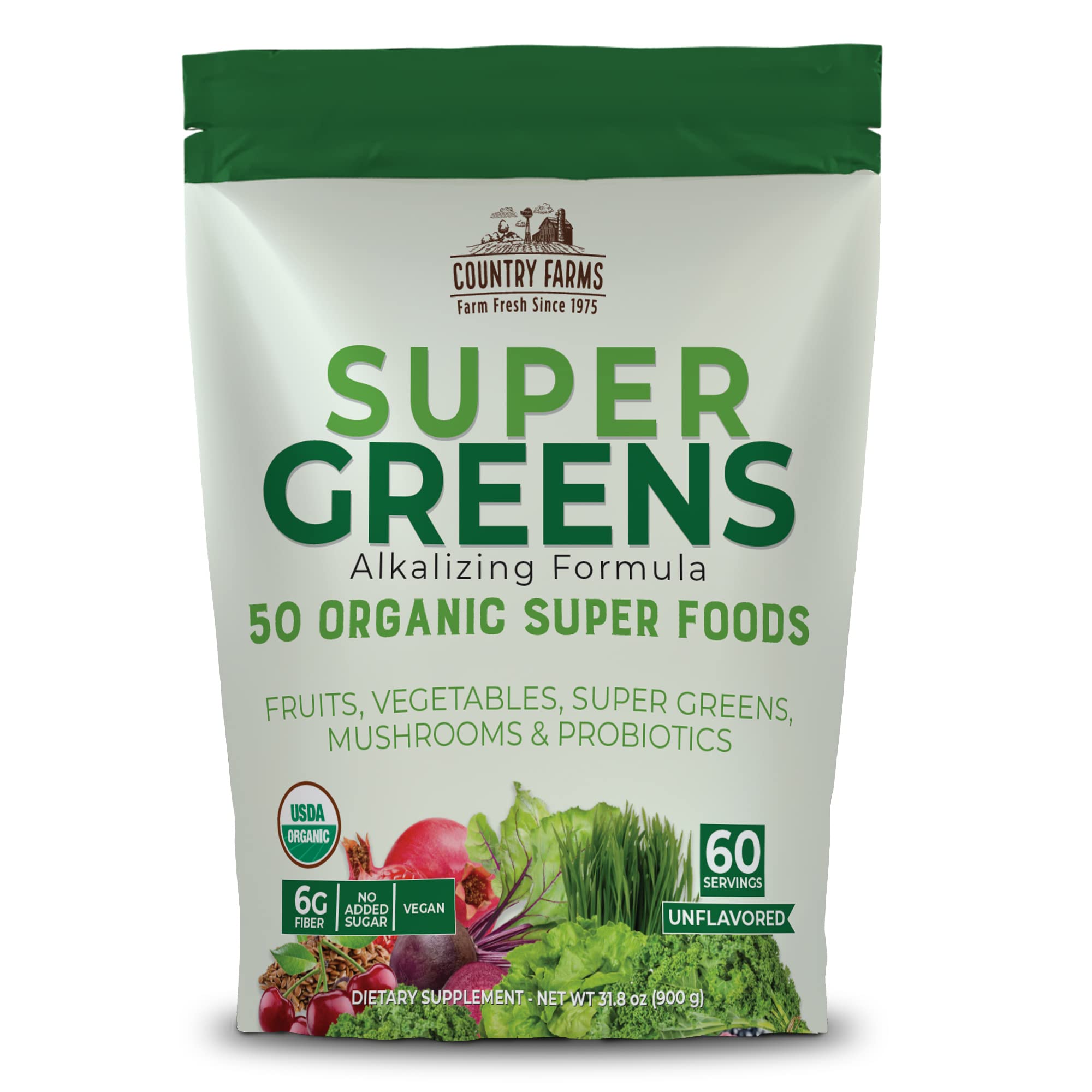 Foto 2 pulgar | Mezcla Para Bebidas Super Greens Country Farms, 900 G, 60 Porciones - Venta Internacional.