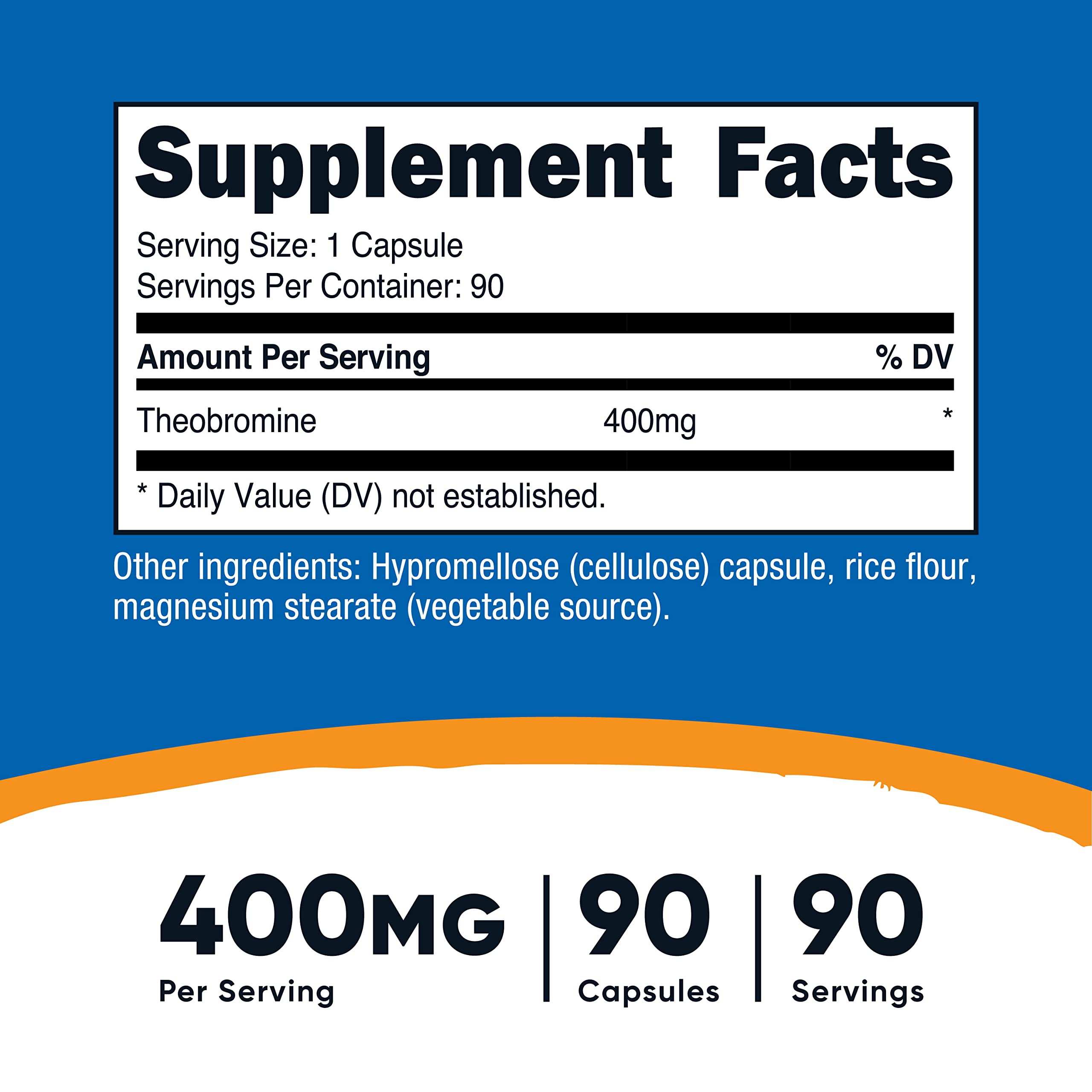 Foto 3 pulgar | Suplemento Nutricost De Teobromina 400 Mg 90 Cápsulas Vegetarianas - Venta Internacional.