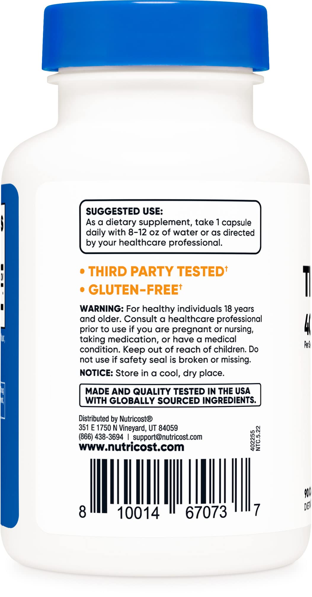 Foto 4 pulgar | Suplemento Nutricost De Teobromina 400 Mg 90 Cápsulas Vegetarianas - Venta Internacional.