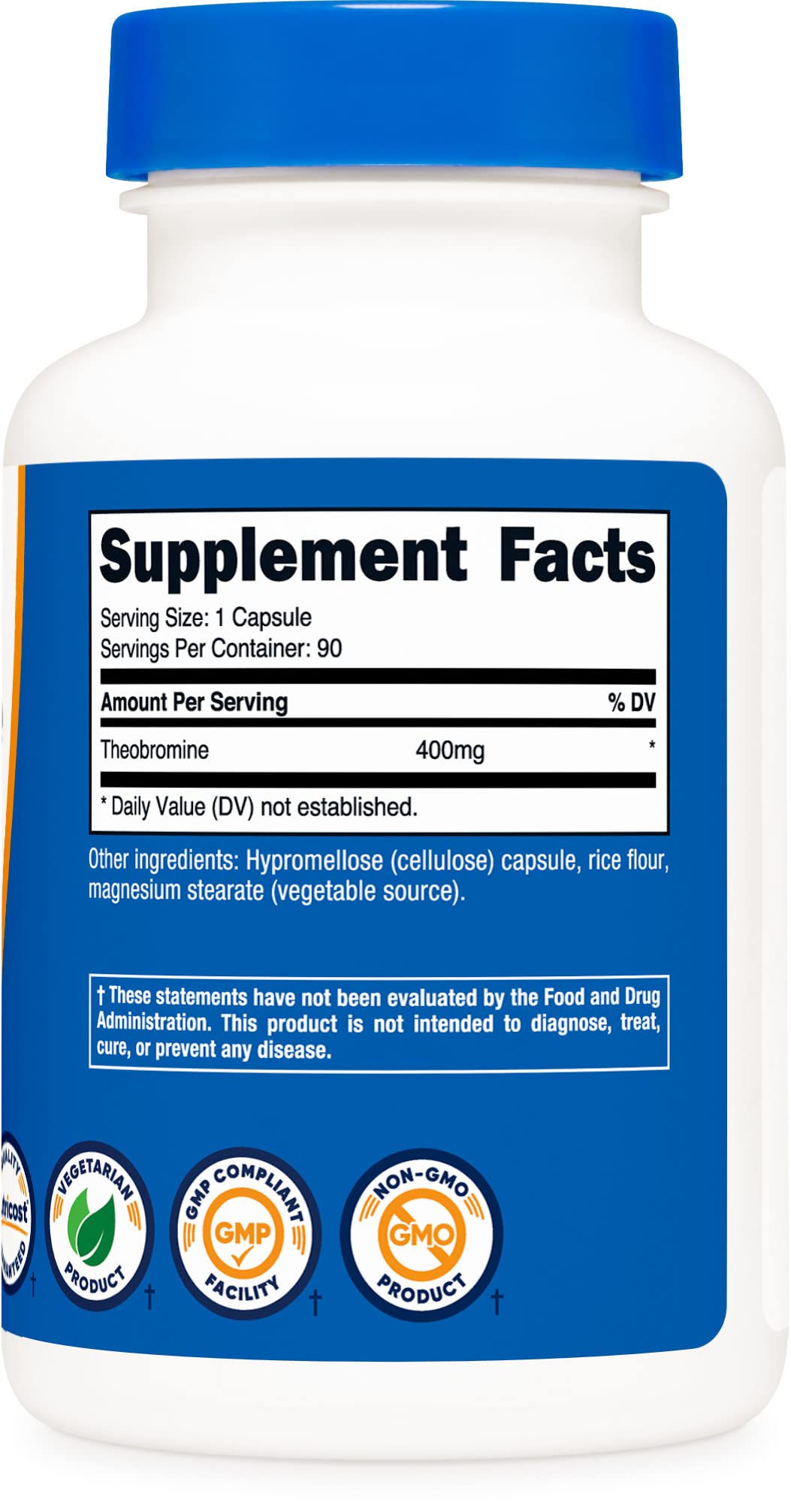 Foto 5 pulgar | Suplemento Nutricost De Teobromina 400 Mg 90 Cápsulas Vegetarianas - Venta Internacional.