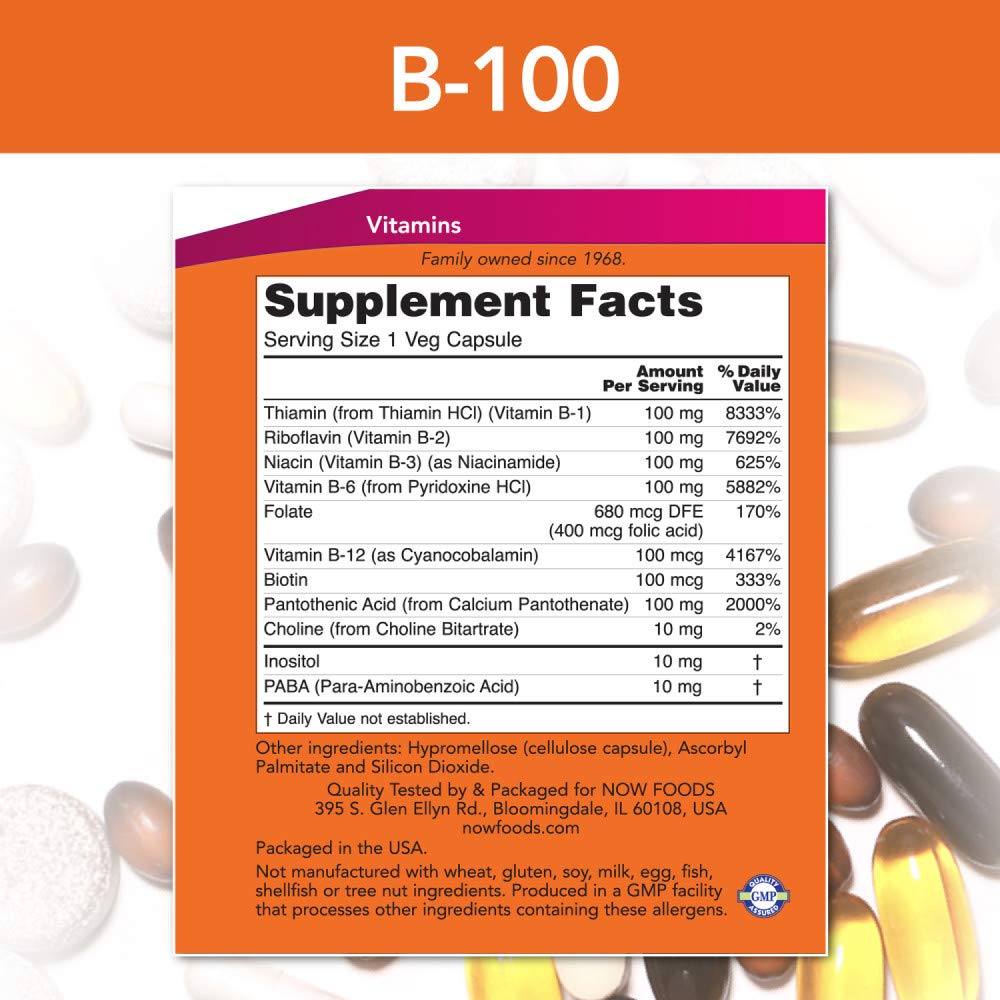 Foto 3 pulgar | Suplemento Dietético Now B-100 Vitamin Nervious System Health - Venta Internacional
