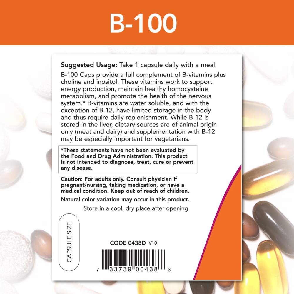 Foto 4 pulgar | Suplemento Dietético Now B-100 Vitamin Nervious System Health - Venta Internacional