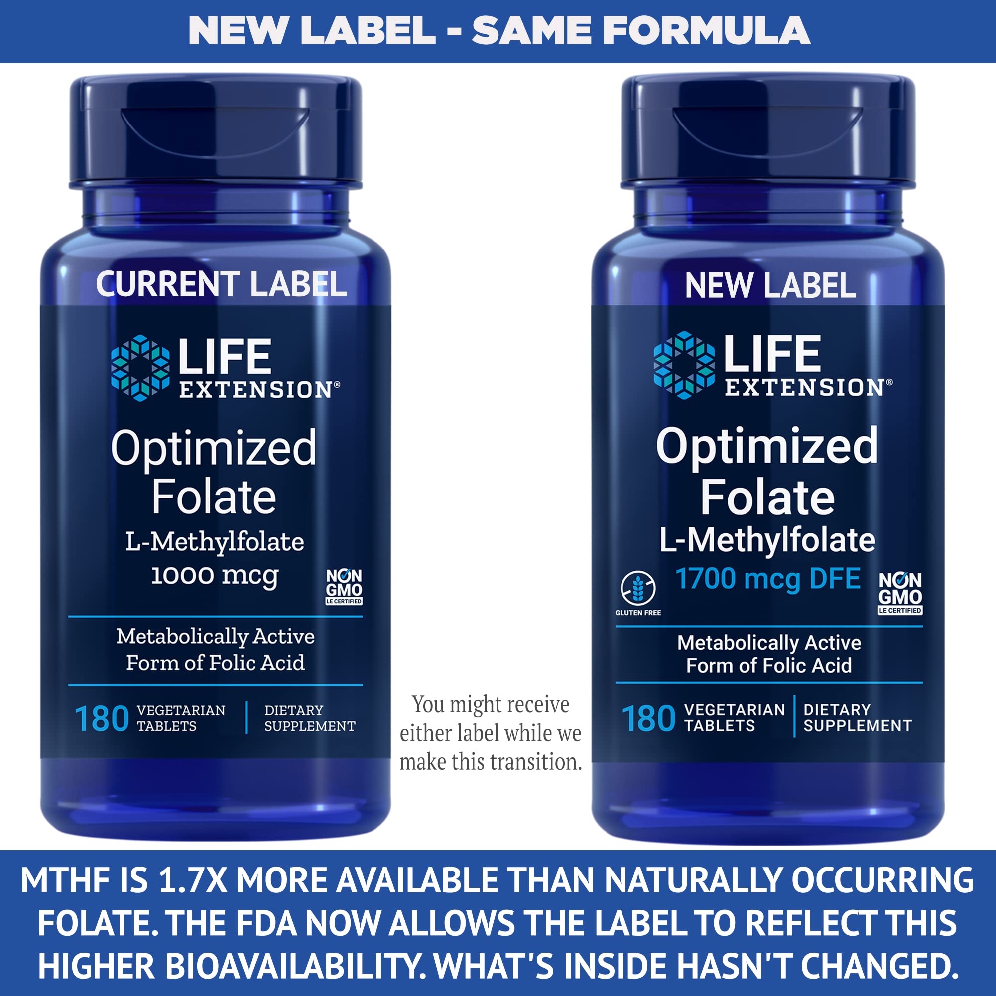 Foto 2 | Suplemento Life Extensión Optimized Folate 2 Piezas de 180 Tabletas-Venta Internacional