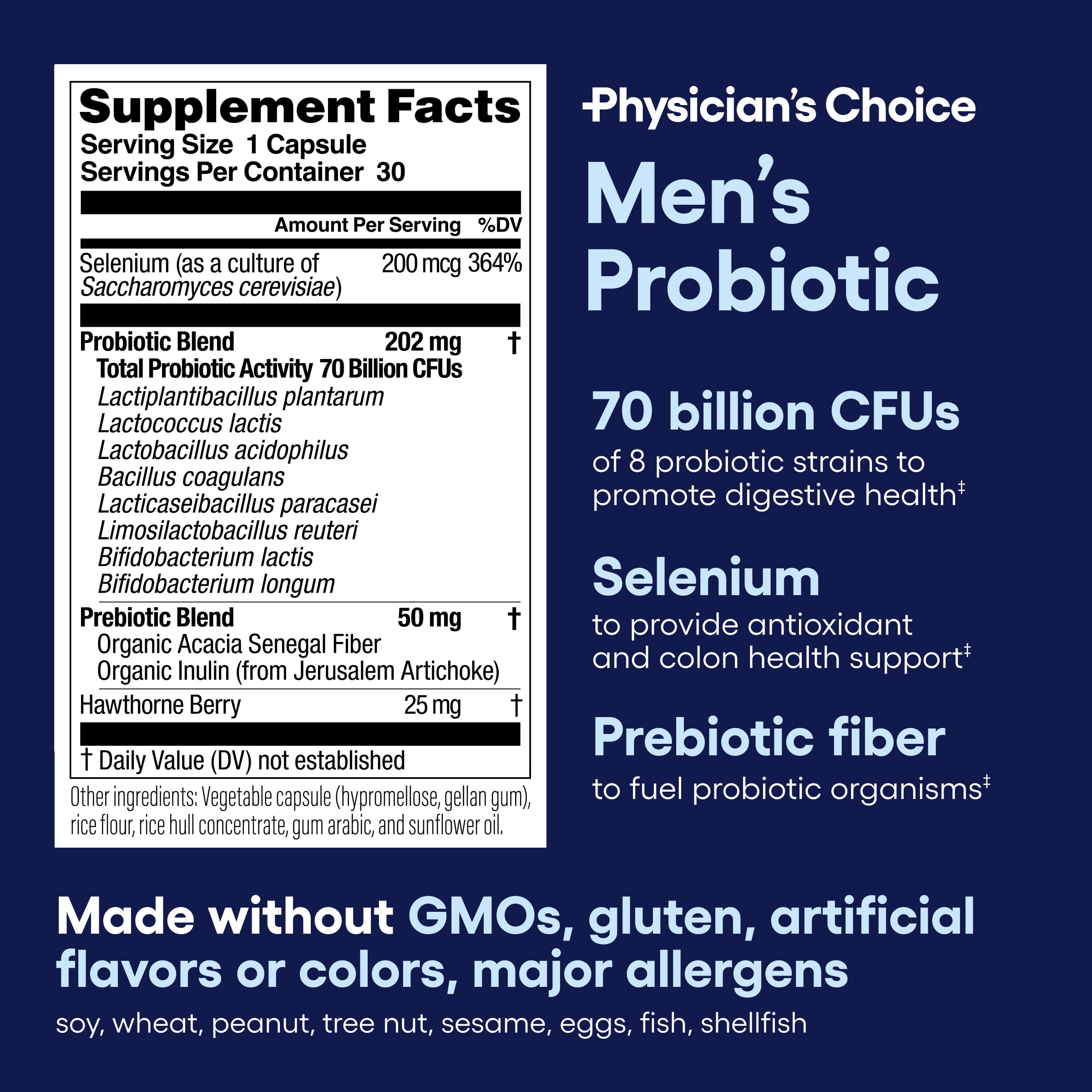 Foto 7 pulgar | Probiotic Physician's Choice para Hombres 70B de CFU con Selenio 30 Cápsulas - Venta Internacional