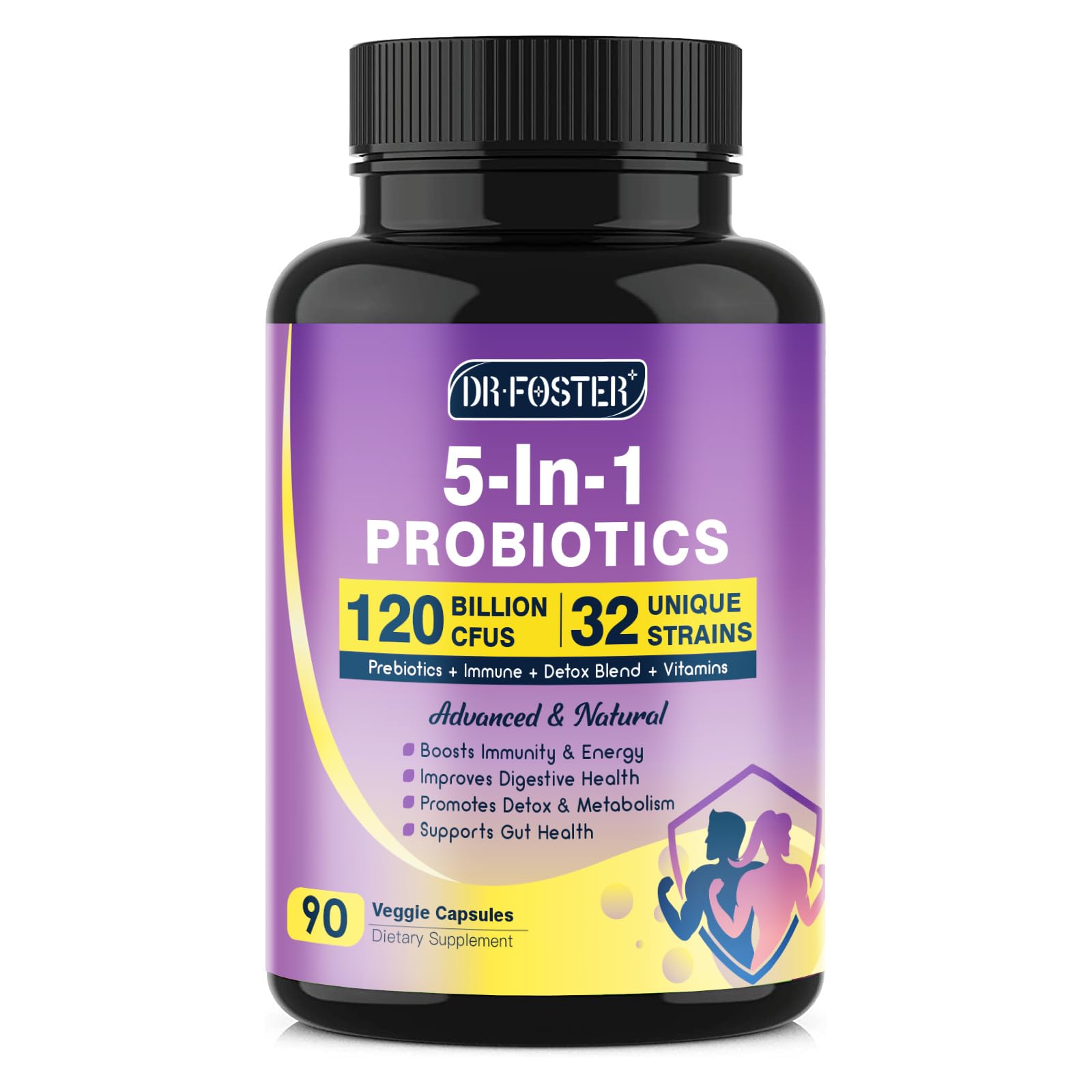 Probióticos Drfoster Digestive Health 5 en 1 120 Mil Millones de Ufc Durante 90 Cápsulas - Venta Internacional