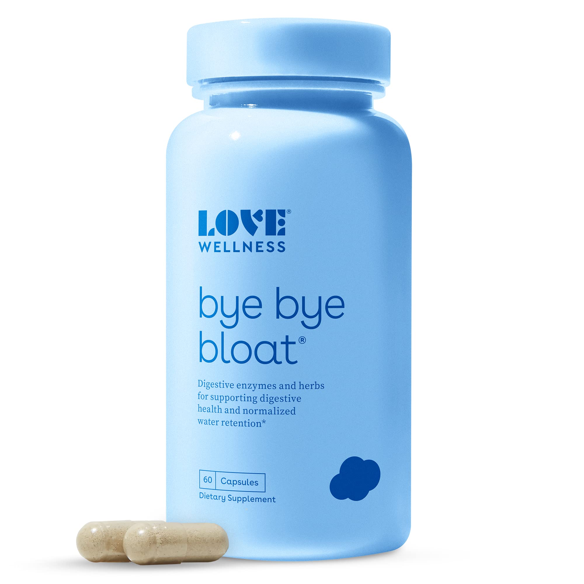 Suplemento Love Wellness Bye Bye Bloat Enzimas Digestivas 60 Cápsulas - Venta Internacional