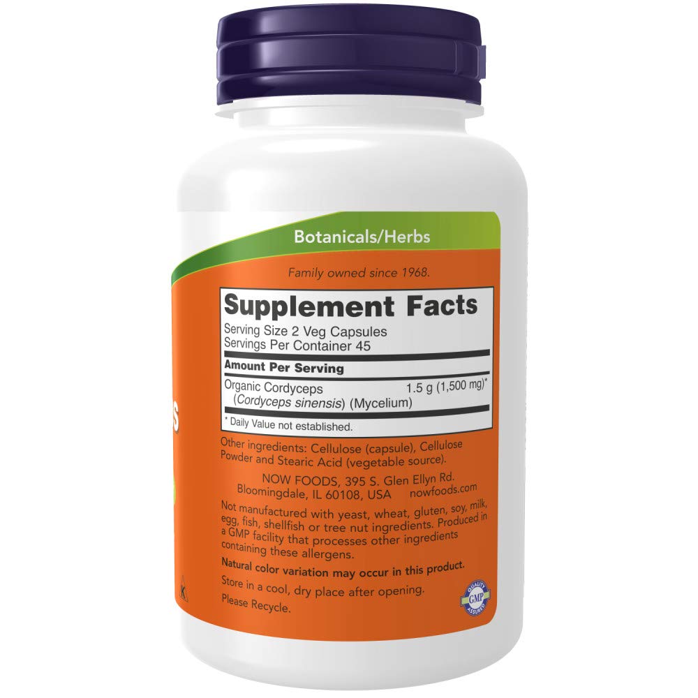 Foto 3 pulgar | Suplementos Now Foods Cordyceps Sinensis 750 Mg 90 Cápsulas - Venta Internacional