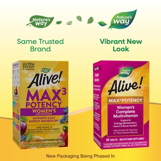 Foto 2 | Multivitamínico Nature's Way Alive! Max3 Potency Women 90 Comprimidos - Venta Internacional