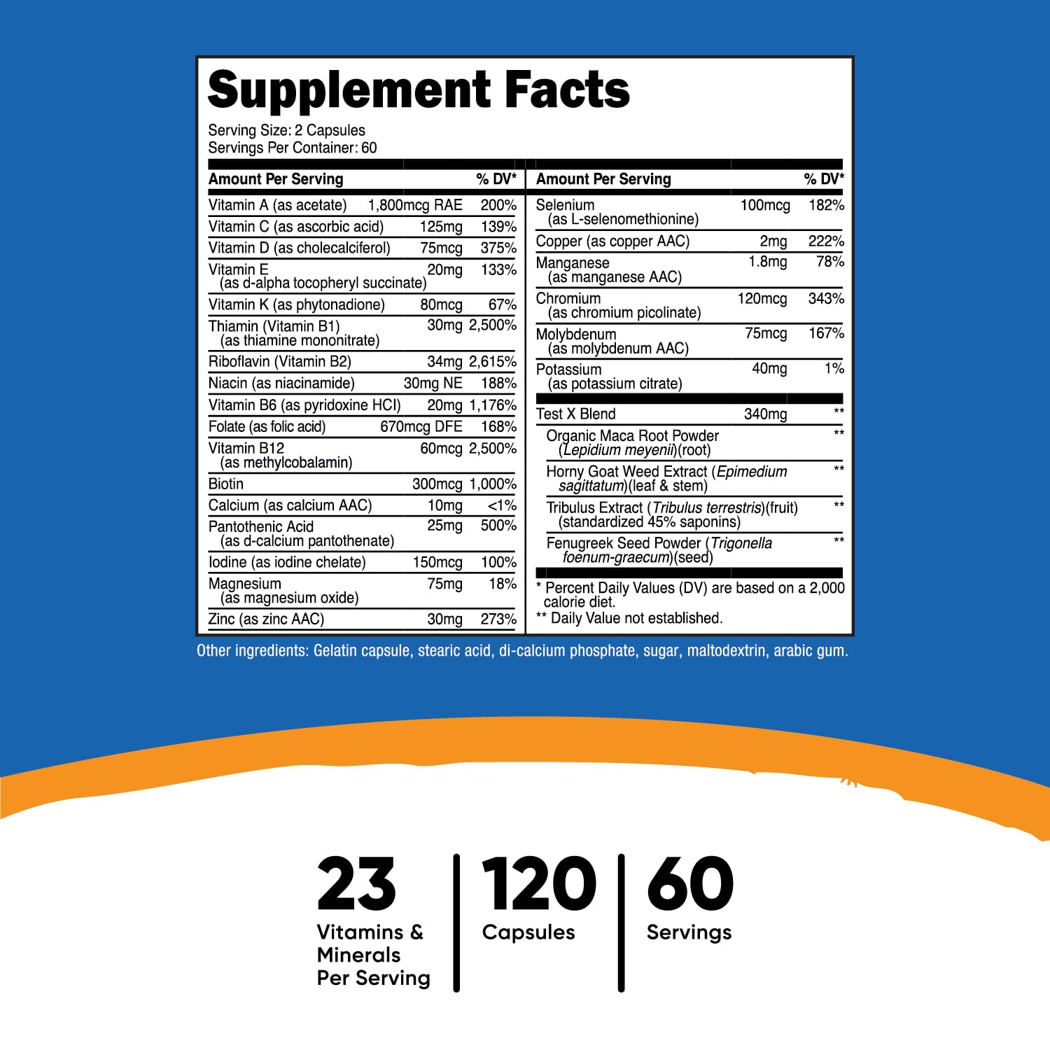 Foto 3 pulgar | Multivitamínico Nutricost para Hombre 120 Cápsulas - Venta Internacional