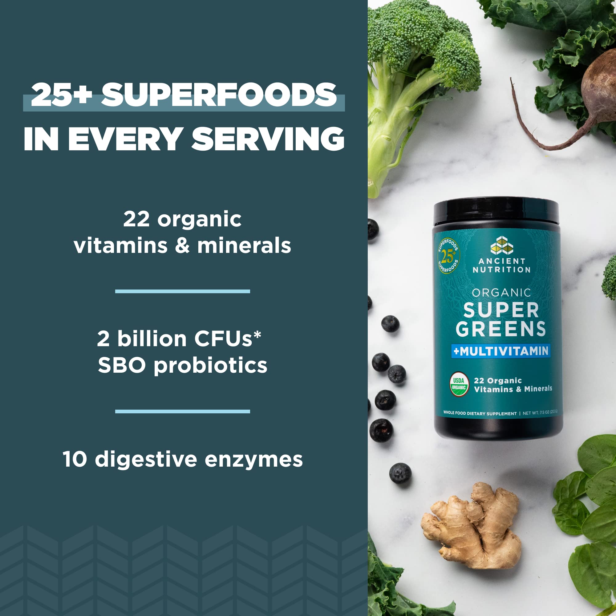 Foto 4 pulgar | Superverduras y Multivitamínicos en Polvo Ancient Nutrition - Venta Internacional