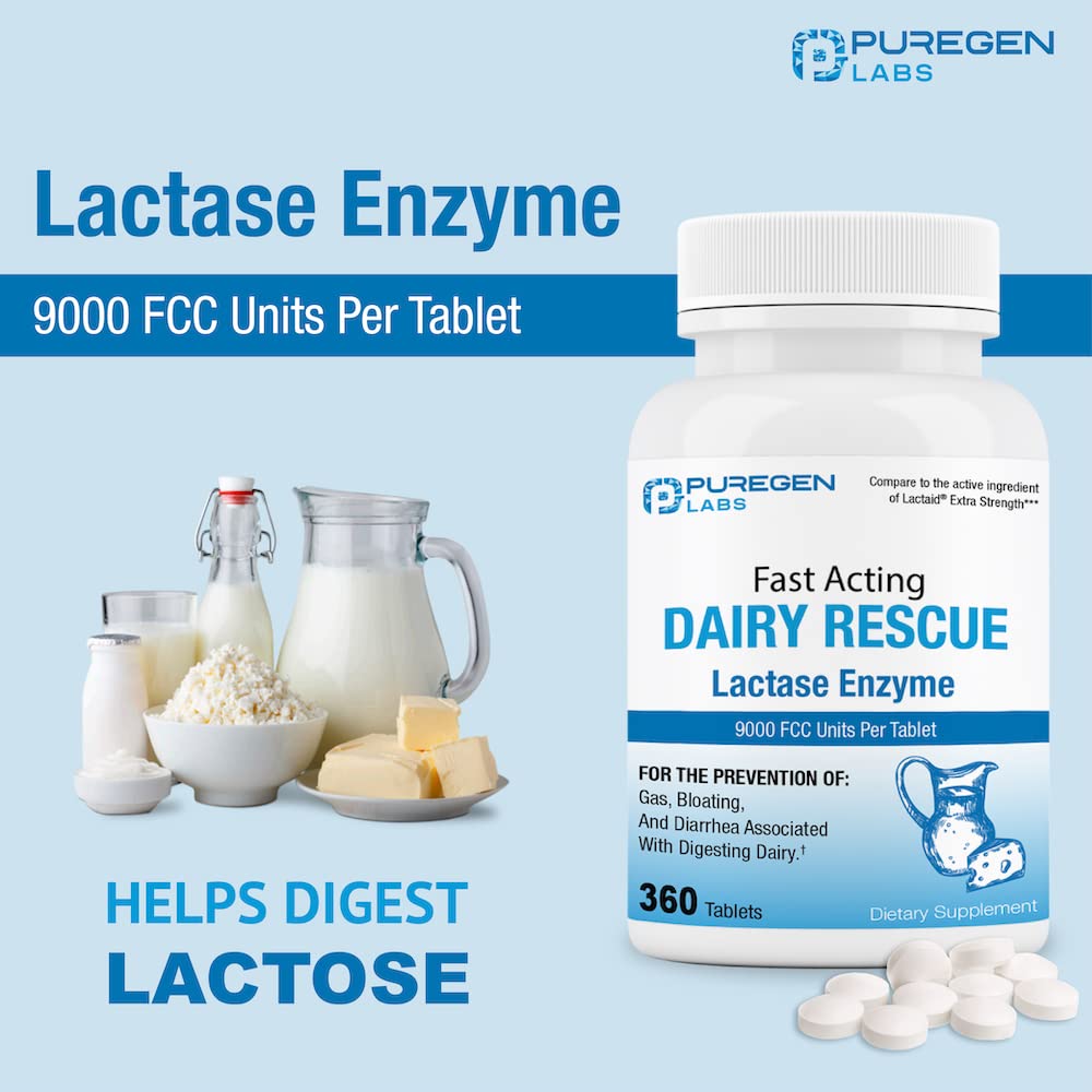 Foto 6 pulgar | Píldoras para la Intolerancia a la Lactosa Puregen Labs Dairy Rescue 360 Tabletas - Venta Internacional