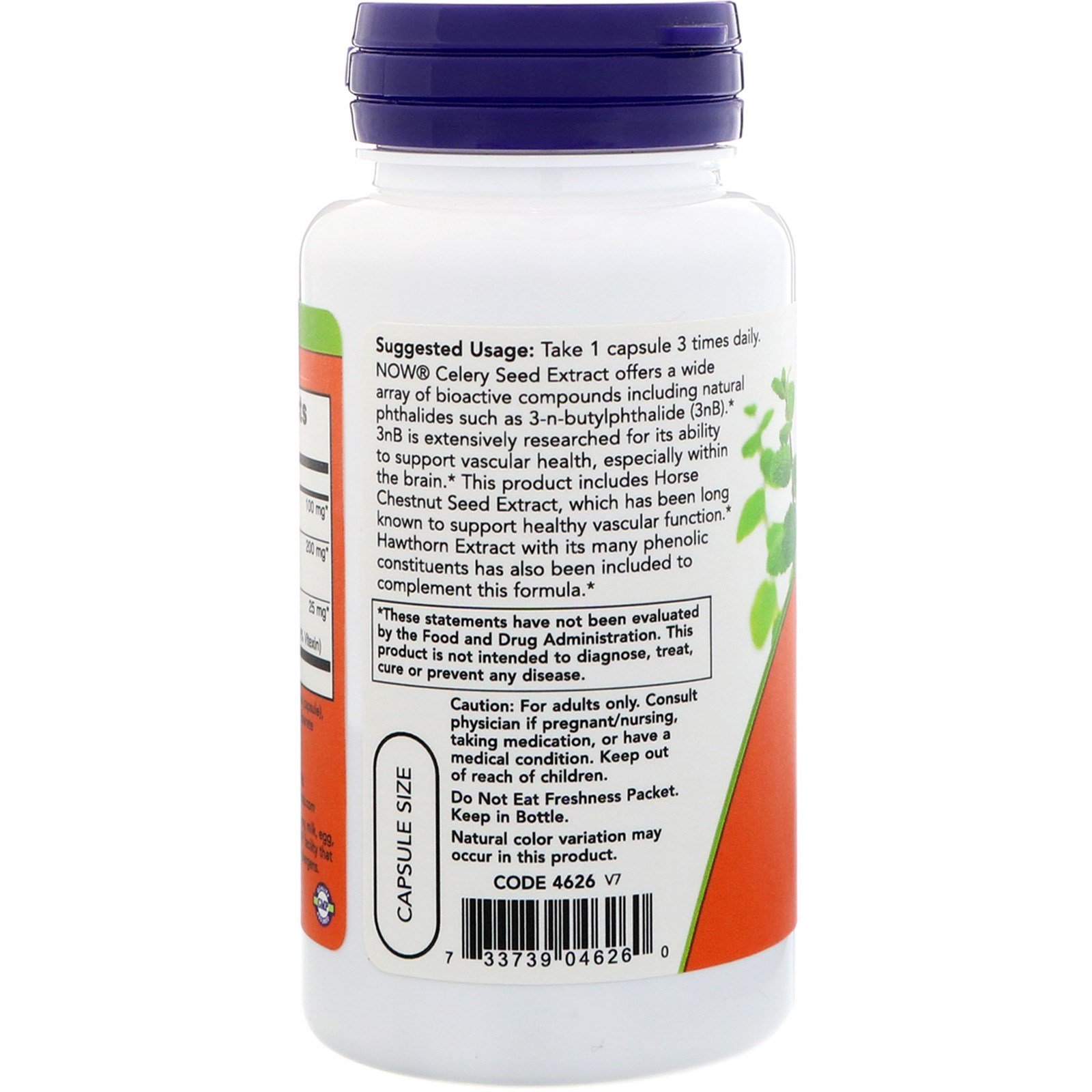 Foto 4 pulgar | Suplementos Now Foods Extracto de Semilla de Apio 100 Mg 60 Cápsulas - Venta Internacional