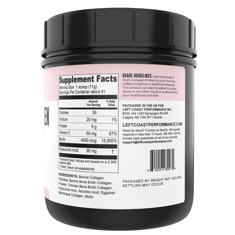 Foto 3 pulgar | Péptidos de Colágeno En Polvo Left Coast Performance Con Biotina 4500 Mcg - Venta Internacional
