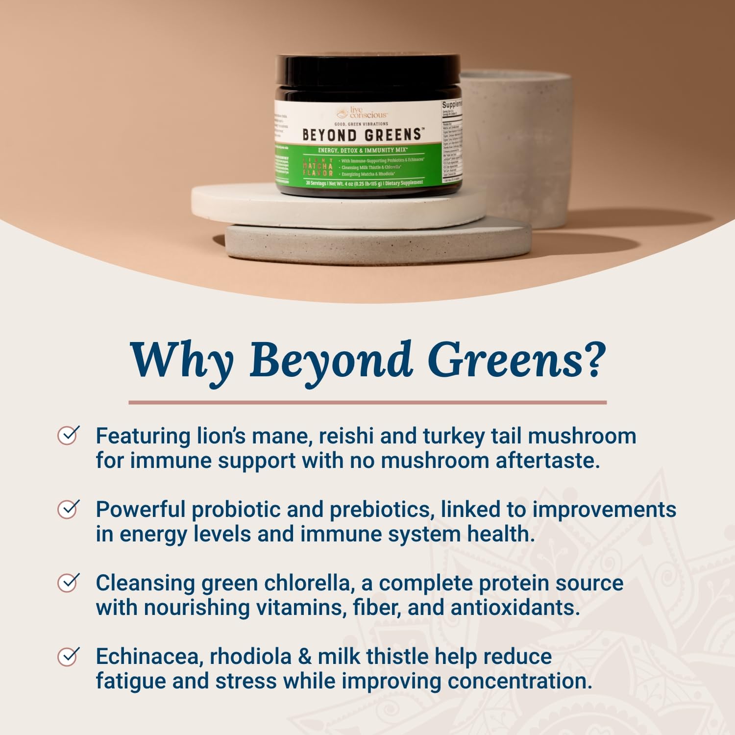 Foto 5 pulgar | Superalimento En Polvo Live Conscious Beyond Greens Con Matcha - Venta Internacional.