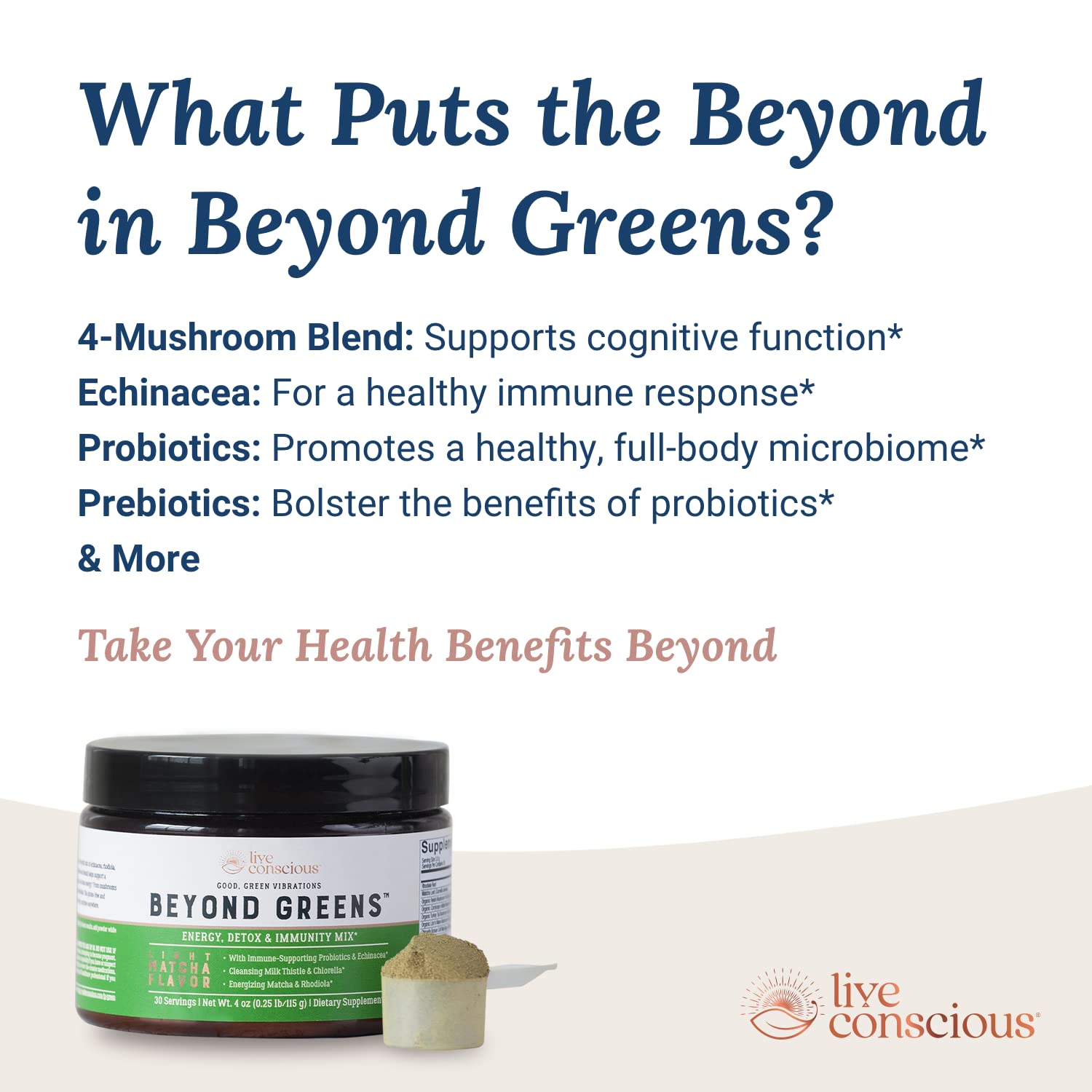 Foto 6 pulgar | Superalimento En Polvo Live Conscious Beyond Greens Con Matcha - Venta Internacional.
