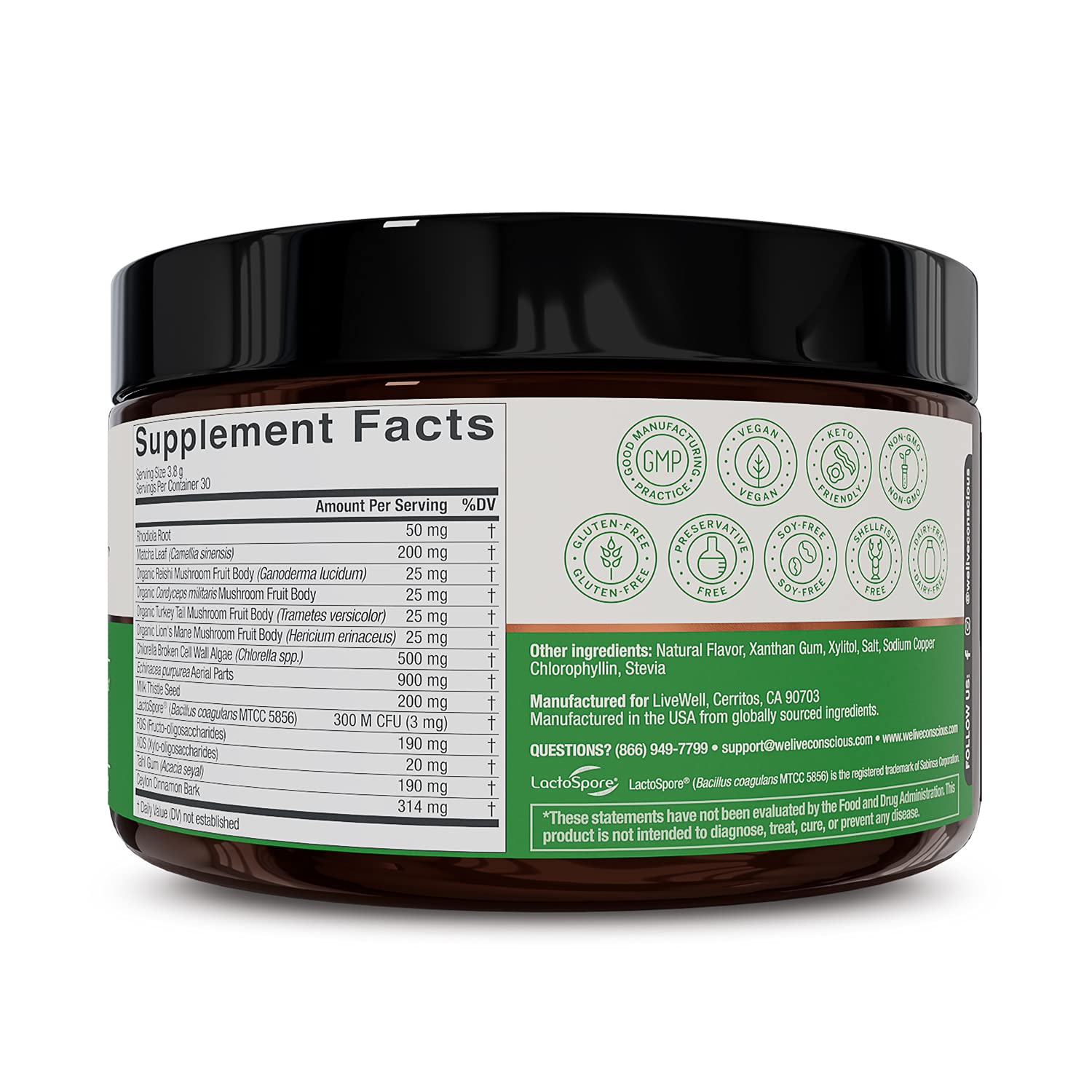 Foto 8 pulgar | Superalimento En Polvo Live Conscious Beyond Greens Con Matcha - Venta Internacional.