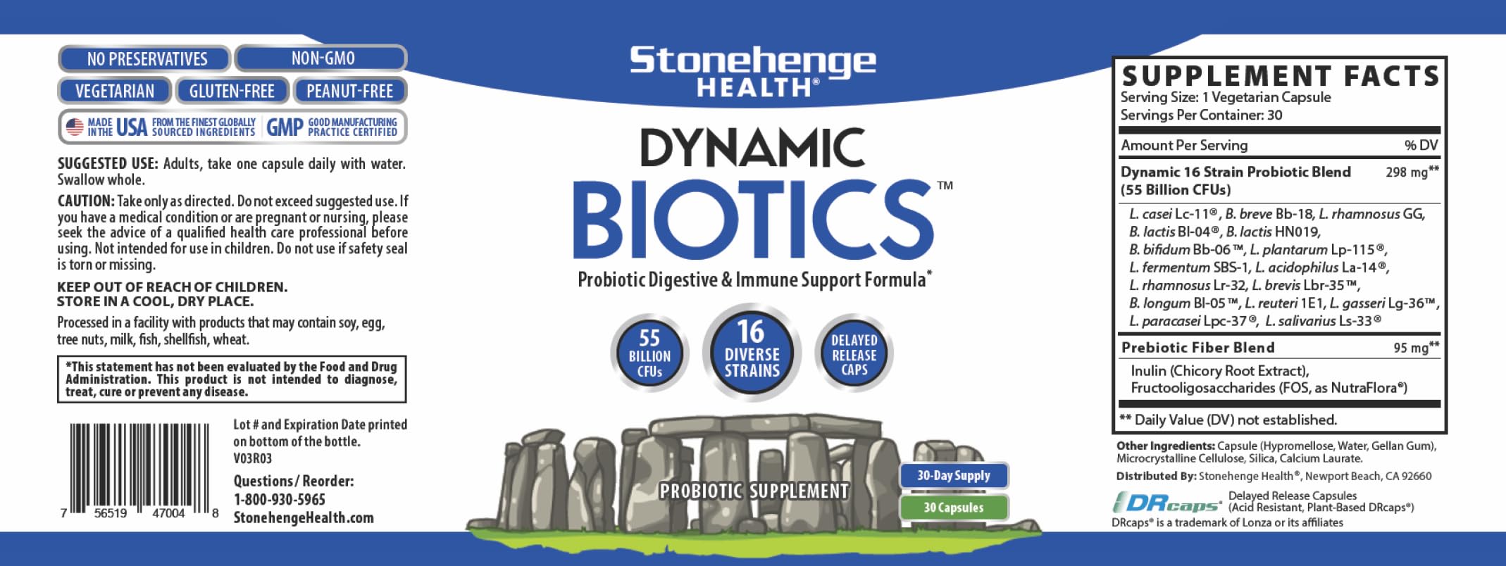 Foto 6 pulgar | Probióticos Stonehenge Health Dynamic Biotics 55b Cfu 16 Cepas - Venta Internacional
