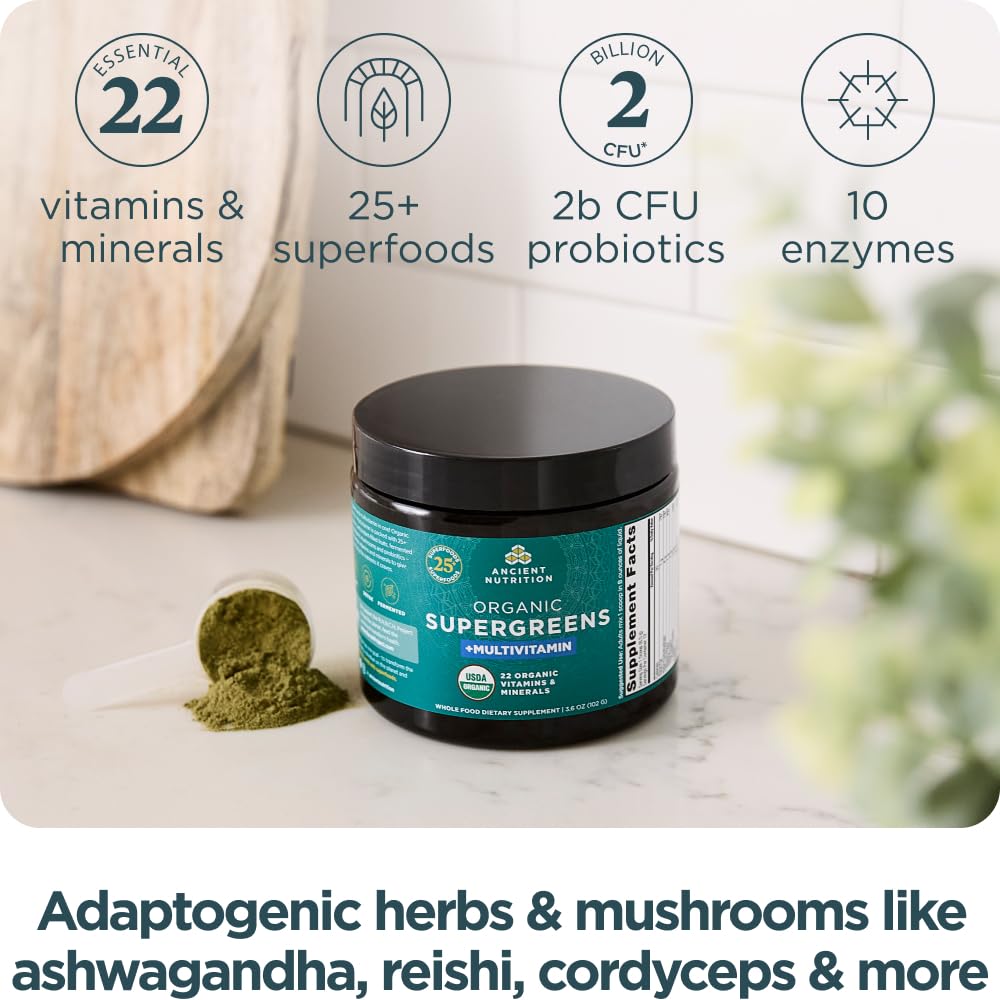 Foto 3 pulgar | Supergreens en Polvo Ancient Nutrition Organic 100 g - Venta Internacional
