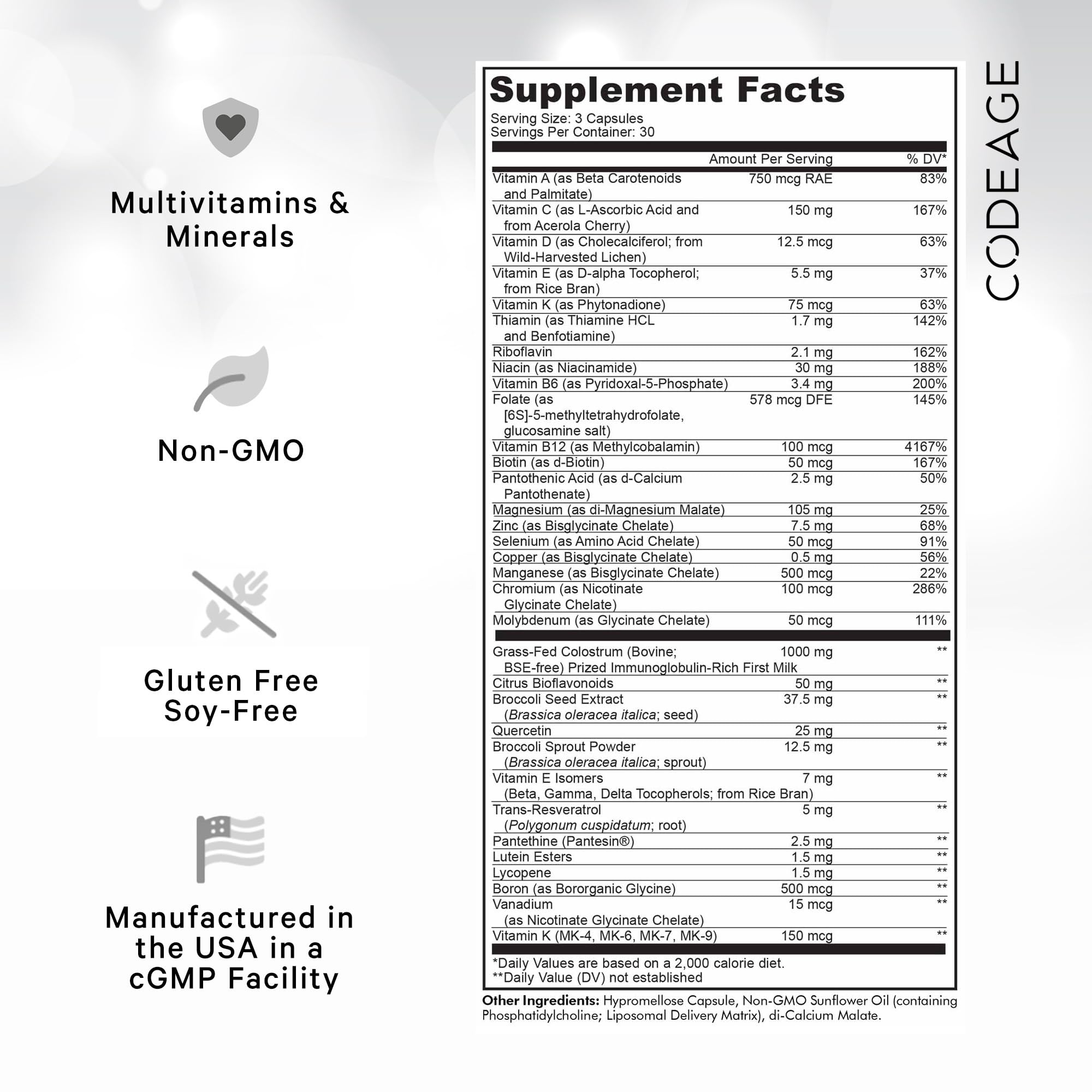 Foto 2 | Suplemento Multivitamínico Codeage Recovery Elite Max 90 Cápsulas - Venta Internacional