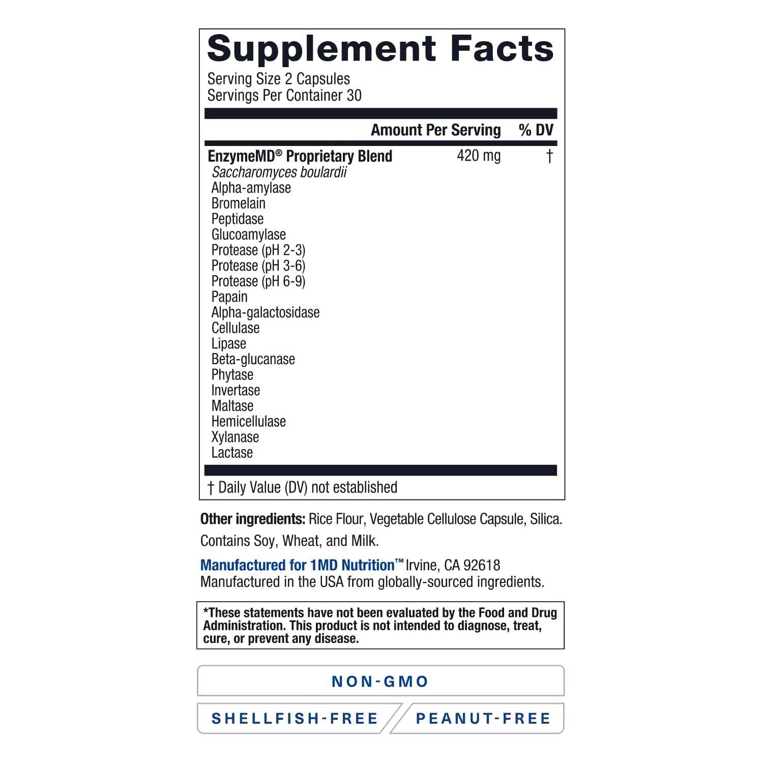 Foto 5 pulgar | Suplemento 1md Nutrition Enzymemd Enzimas Digestivas 60 Cápsulas - Venta Internacional.