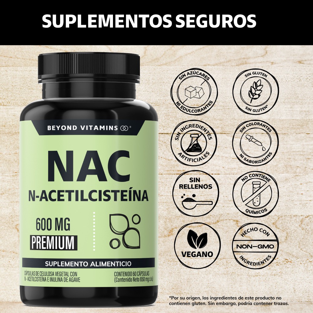 Foto 3 pulgar | Suplemento Alimenticio Beyond Vitamins Nac N-acetil Cisteína Con Inulina De Agave 60 Cápsulas