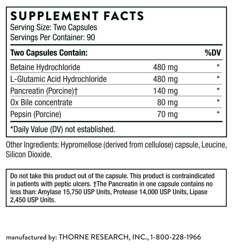 Foto 3 pulgar | Suplemento Thorne Enzimas Digestivas de 180 Cápsulas-Venta Internacional