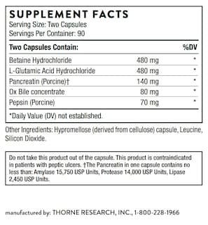 Foto 2 | Suplemento Thorne Enzimas Digestivas de 180 Cápsulas-Venta Internacional