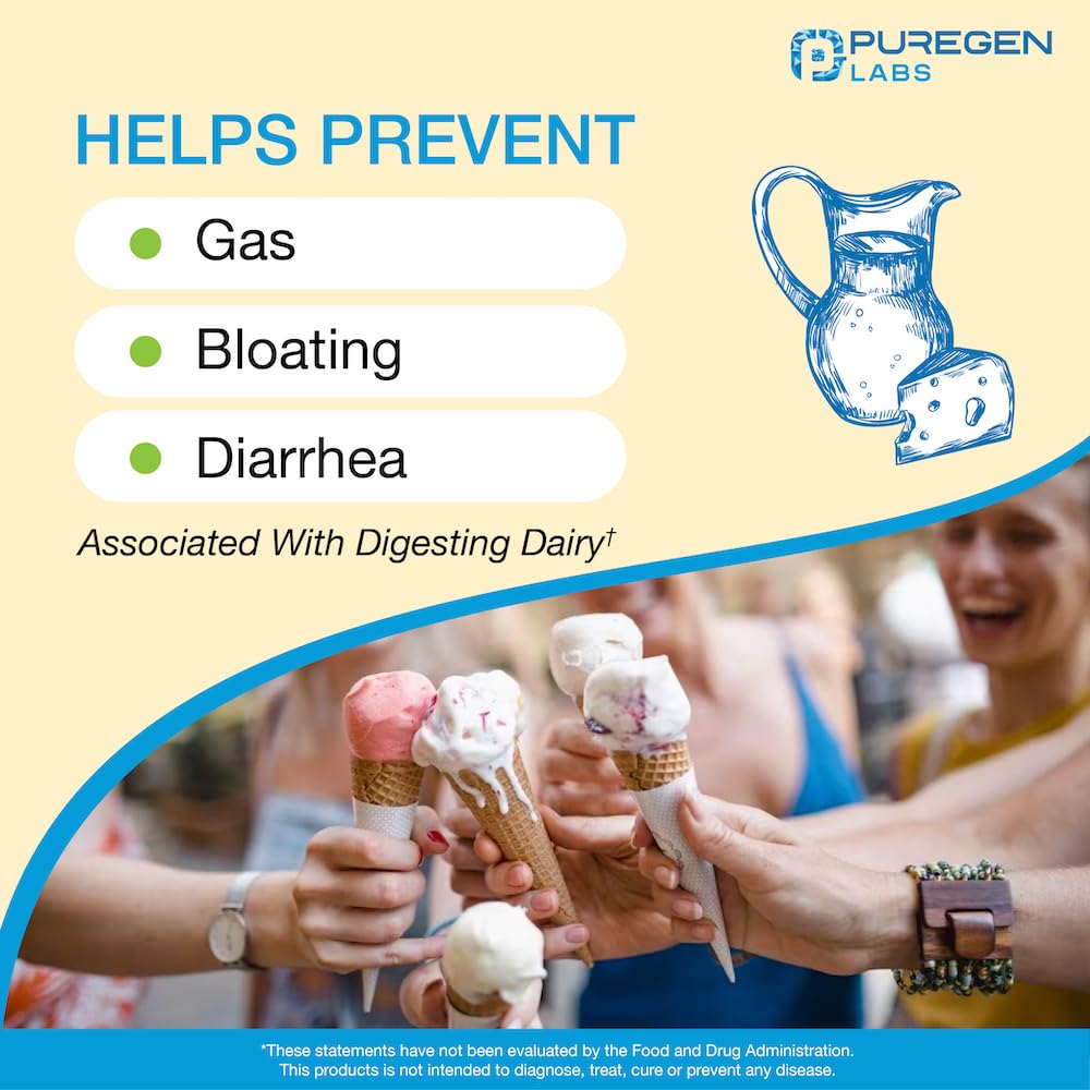 Foto 4 pulgar | Píldoras para la Intolerancia a la Lactosa Puregen Labs Dairy Relief 90 Cápsulas - Venta Internacional