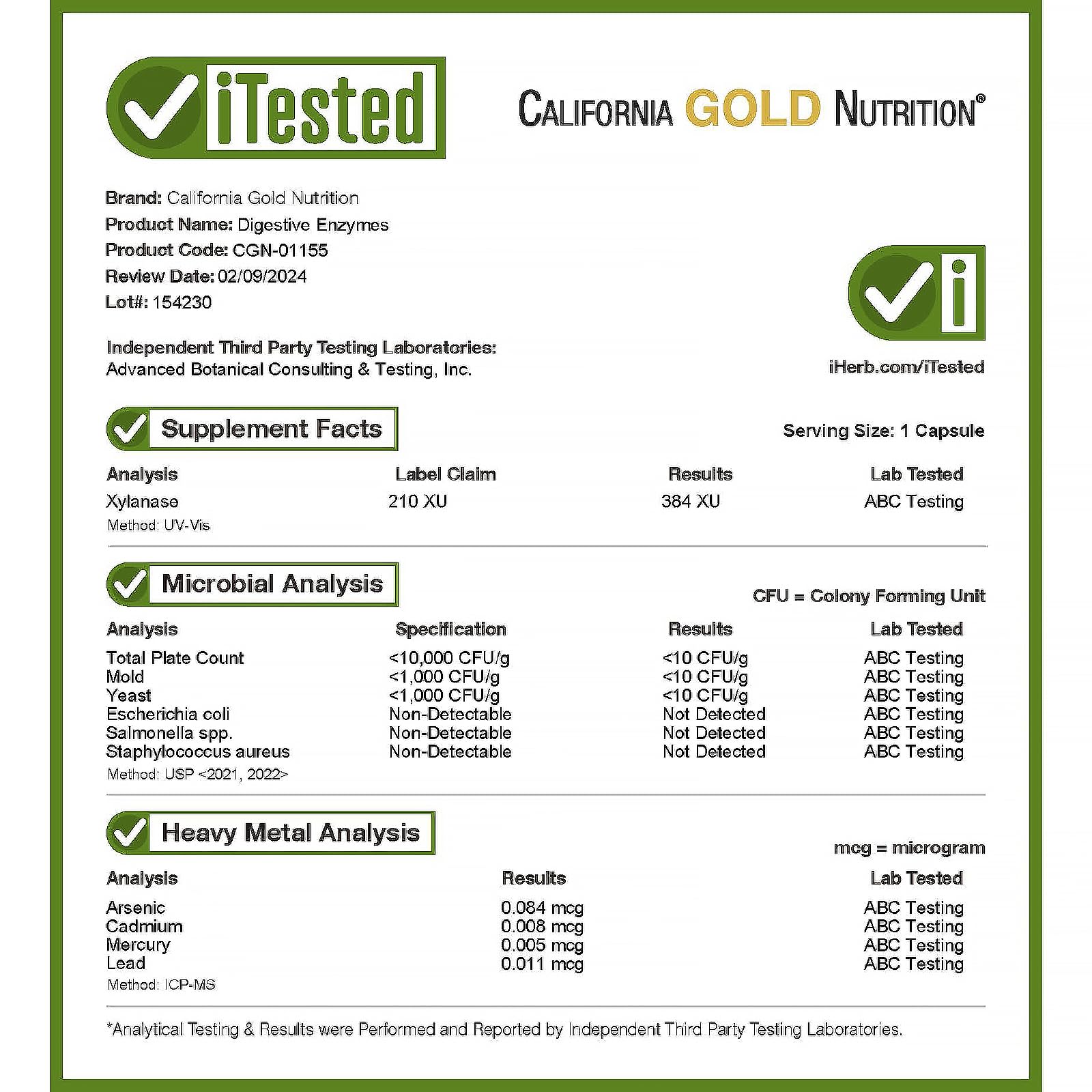 Foto 5 pulgar | Enzimas Digestivas California Gold Nutrition 90 Cápsulas Vegetarianas - Venta Internacional