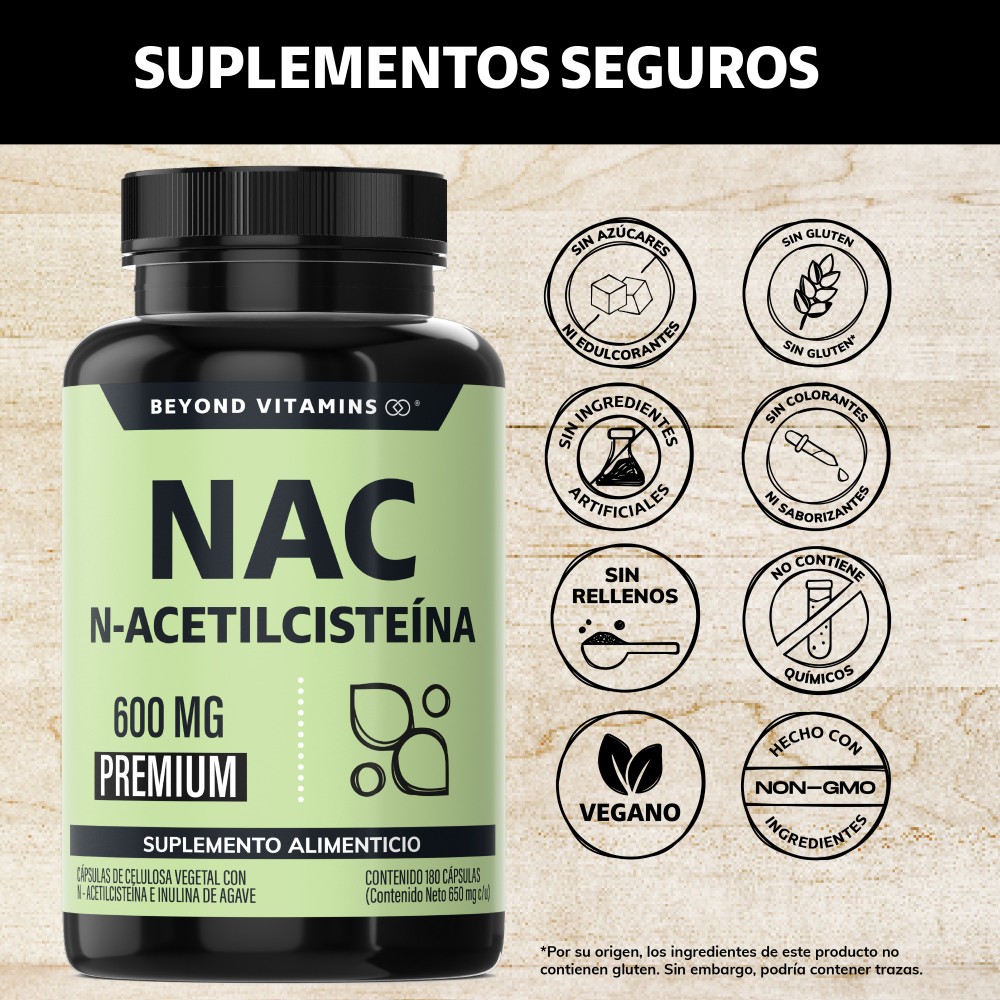 Foto 3 pulgar | Suplemento Alimenticio Beyond Vitamins Nac N-acetil Cisteína Con Inulina De Agave 180 Cápsulas