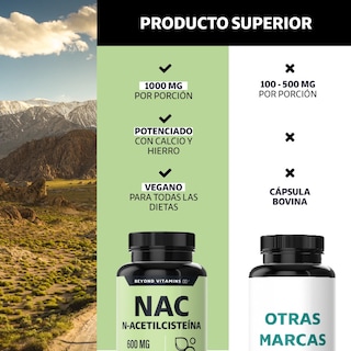 Foto 3 | Suplemento Alimenticio Beyond Vitamins Nac N-acetil Cisteína Con Inulina De Agave 180 Cápsulas