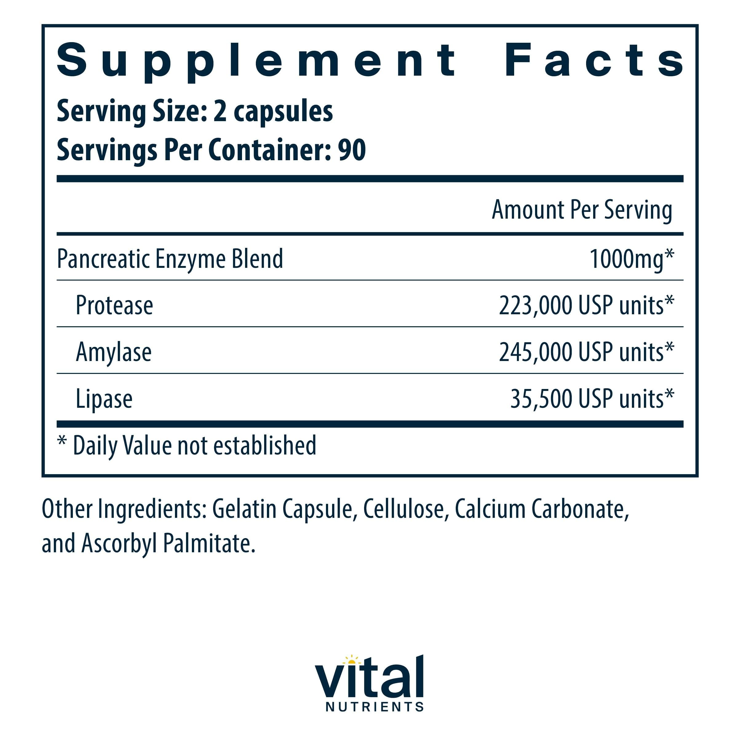 Foto 3 pulgar | Suplemento De Enzimas Digestivas Vital Nutrients Pancreatic 1000 Mg - Venta Internacional