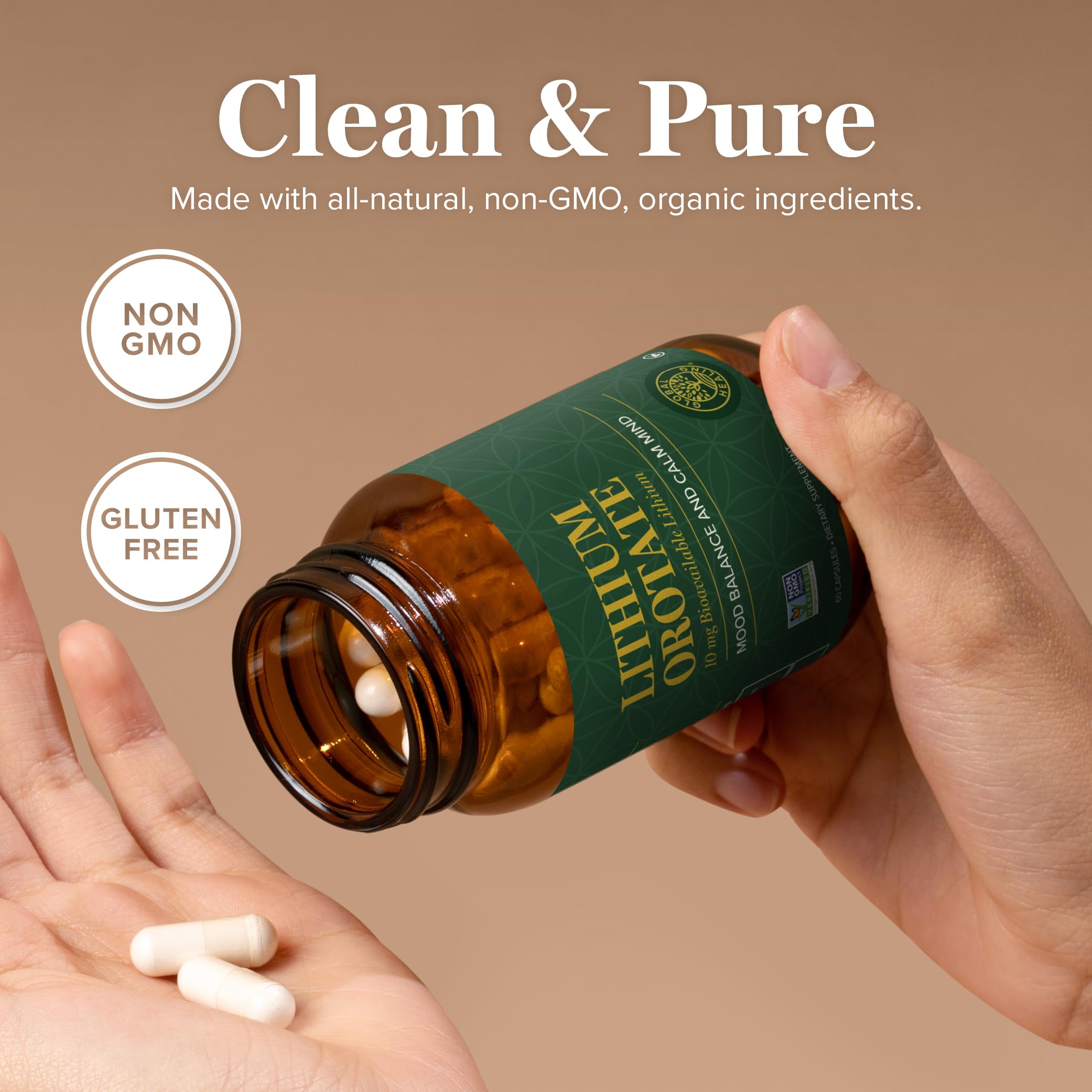 Foto 5 pulgar | Suplemento de Orotato de Litio Global Healing 10 mg 60 Cápsulas - Venta Internacional