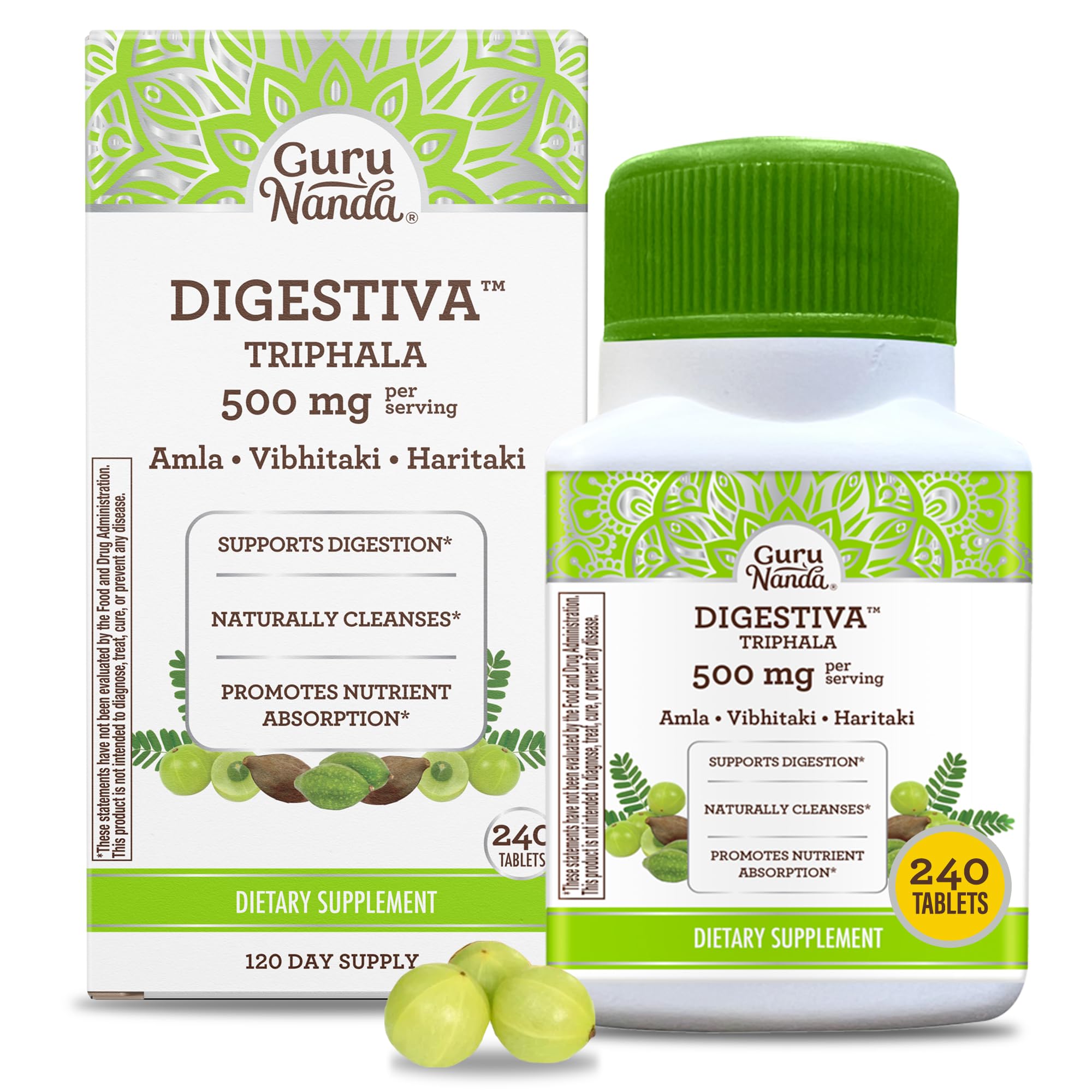 Foto 2 pulgar | Suplemento Gurunanda Digestiva Triphala 240 Comprimidos - Venta Internacional