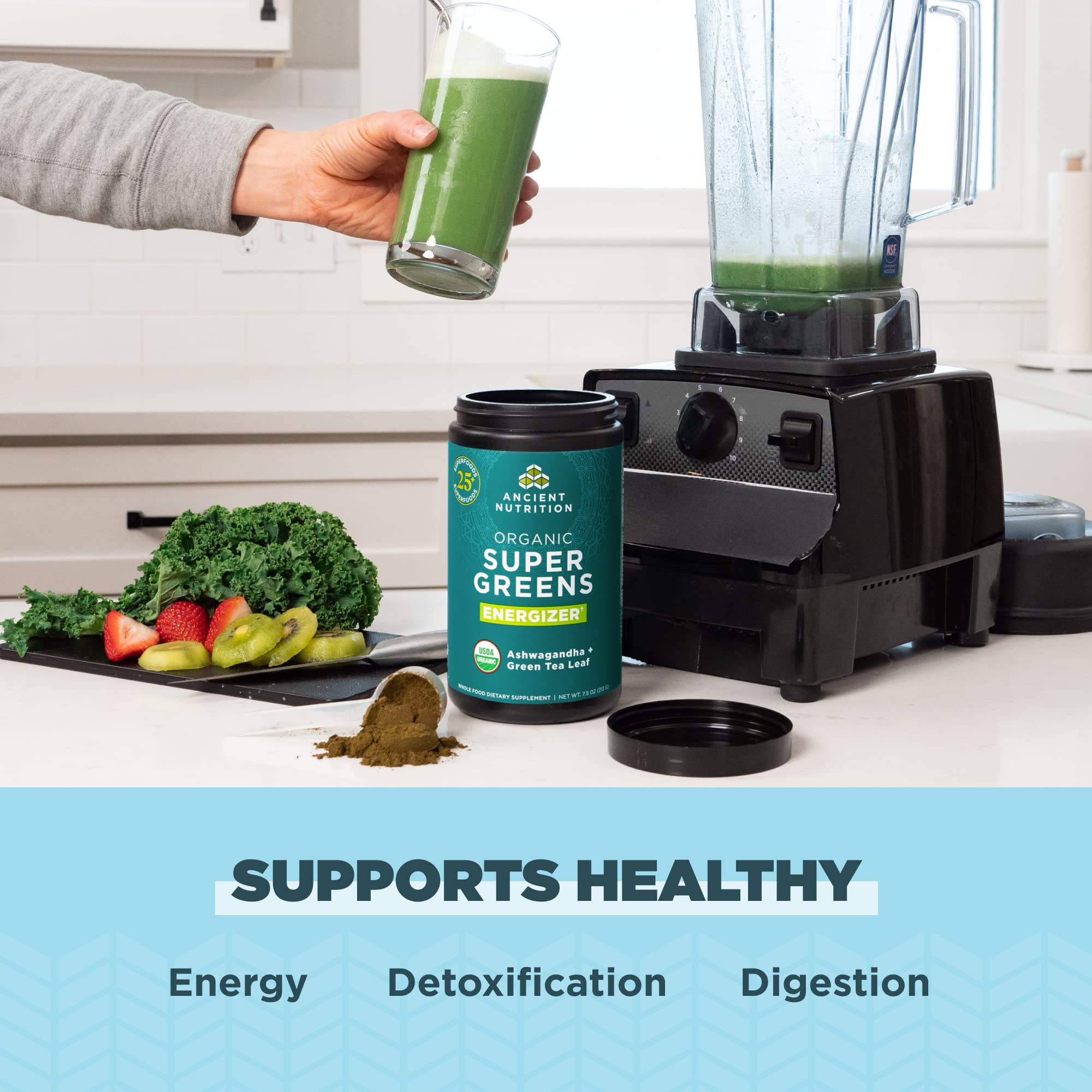 Foto 5 pulgar | Energizante en Polvo Supergreens Ancient Nutrition 225 ml 25 Porciones - Venta Internacional