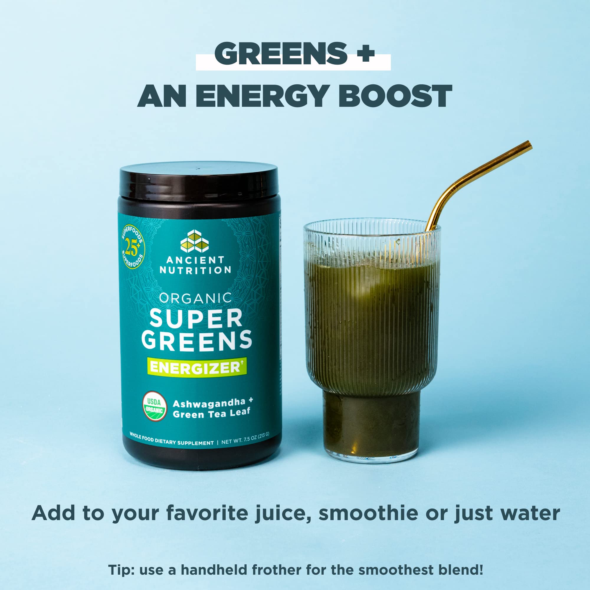 Foto 6 pulgar | Energizante en Polvo Supergreens Ancient Nutrition 225 ml 25 Porciones - Venta Internacional