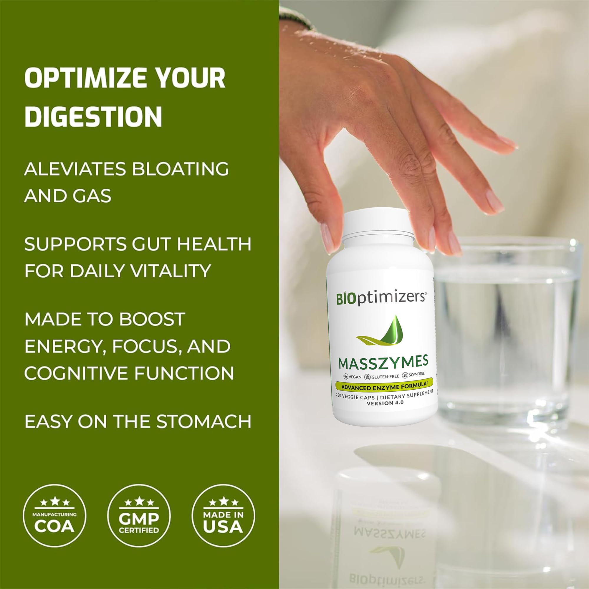 Foto 3 pulgar | Suplemento Bioptimizers Masszymes Digestive Enzymes 250 Cápsulas - Venta Internacional.