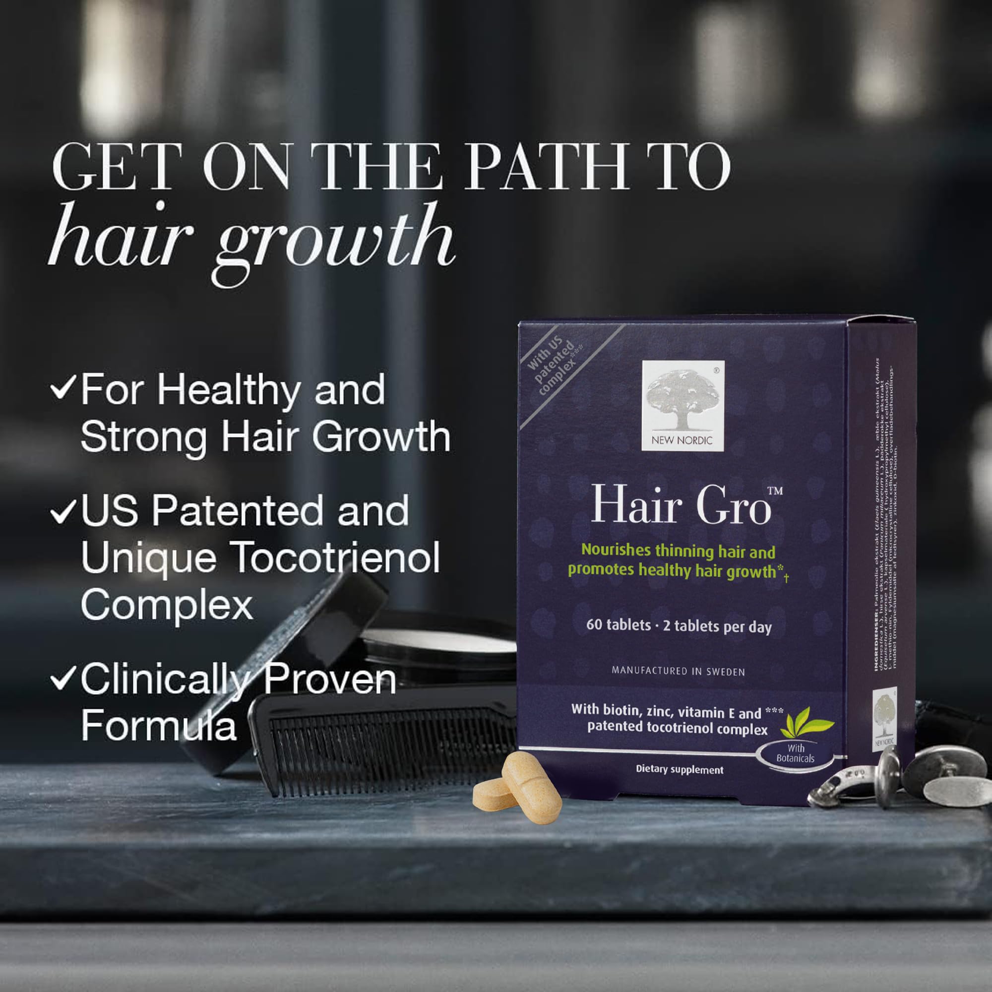 Foto 3 | Suplemento New Nordic Hair Gro de 60 Tabletas-Venta Internacional