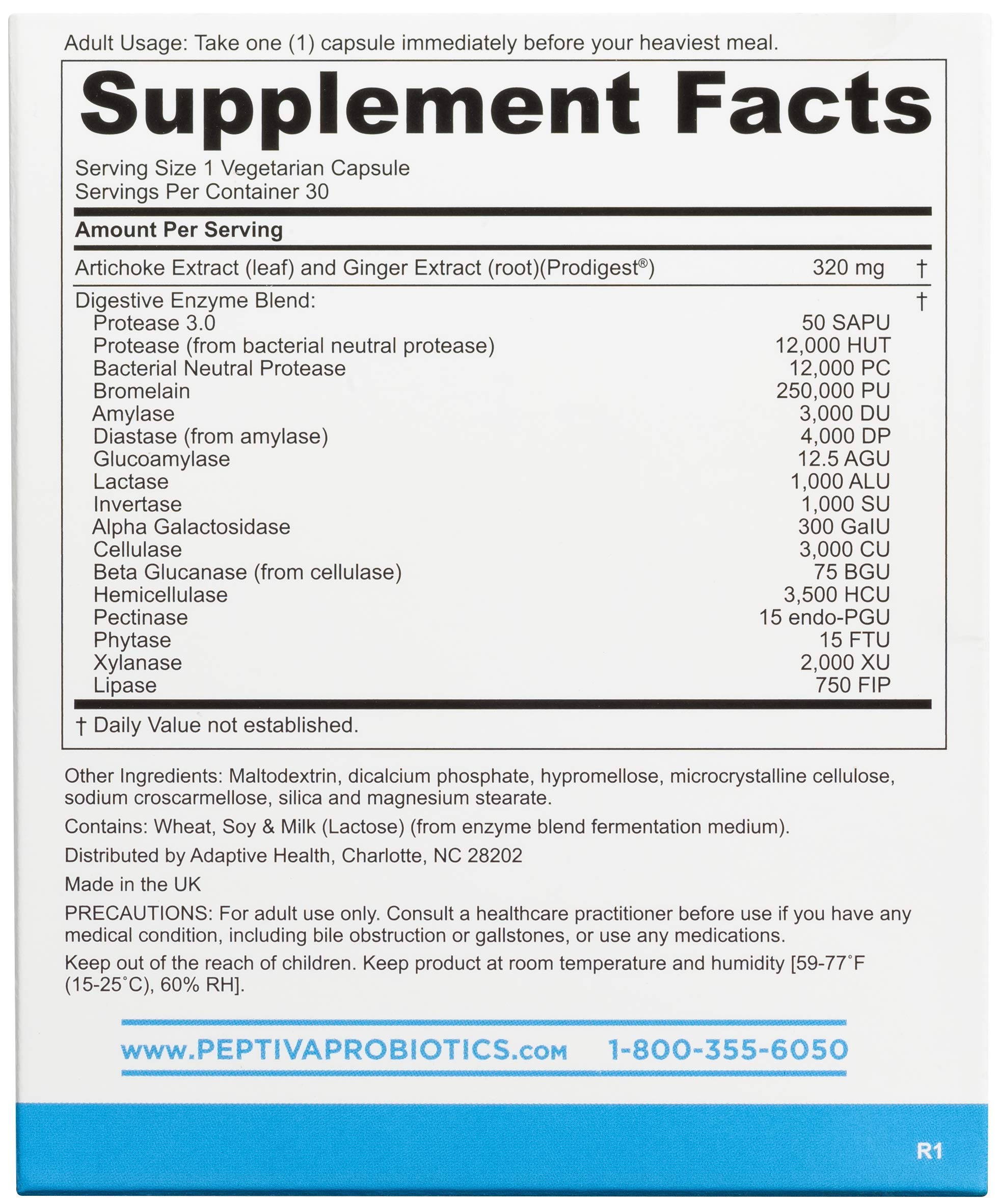 Foto 3 pulgar | Suplemento Peptiva Digestive Enzyme + Prodigest 30 Comprimidos - Venta Internacional