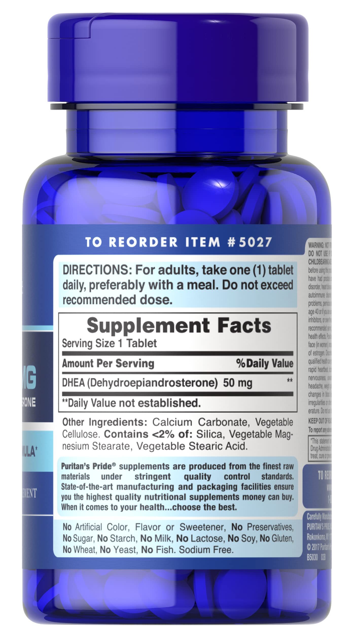 Foto 3 pulgar | Suplemento Puritan's Pride Dhea 50 mg 100 Tabletas - Venta Internacional